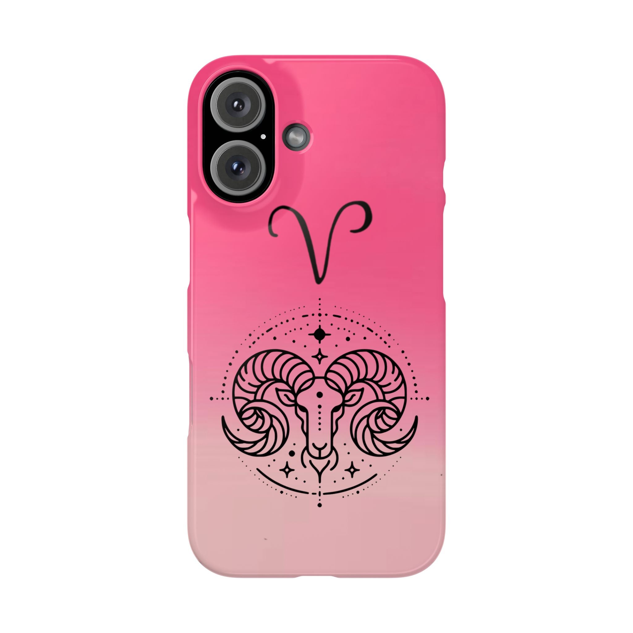 Aries Zodiac Slim Phone Case - Pink Gradient Ram Horoscope Design
