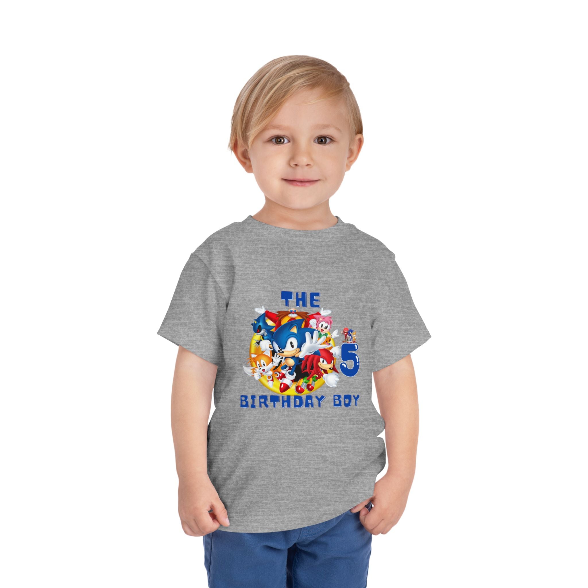 Personalized the Birthday Boy 5 Toddler Tee — Sonic Party Shirt