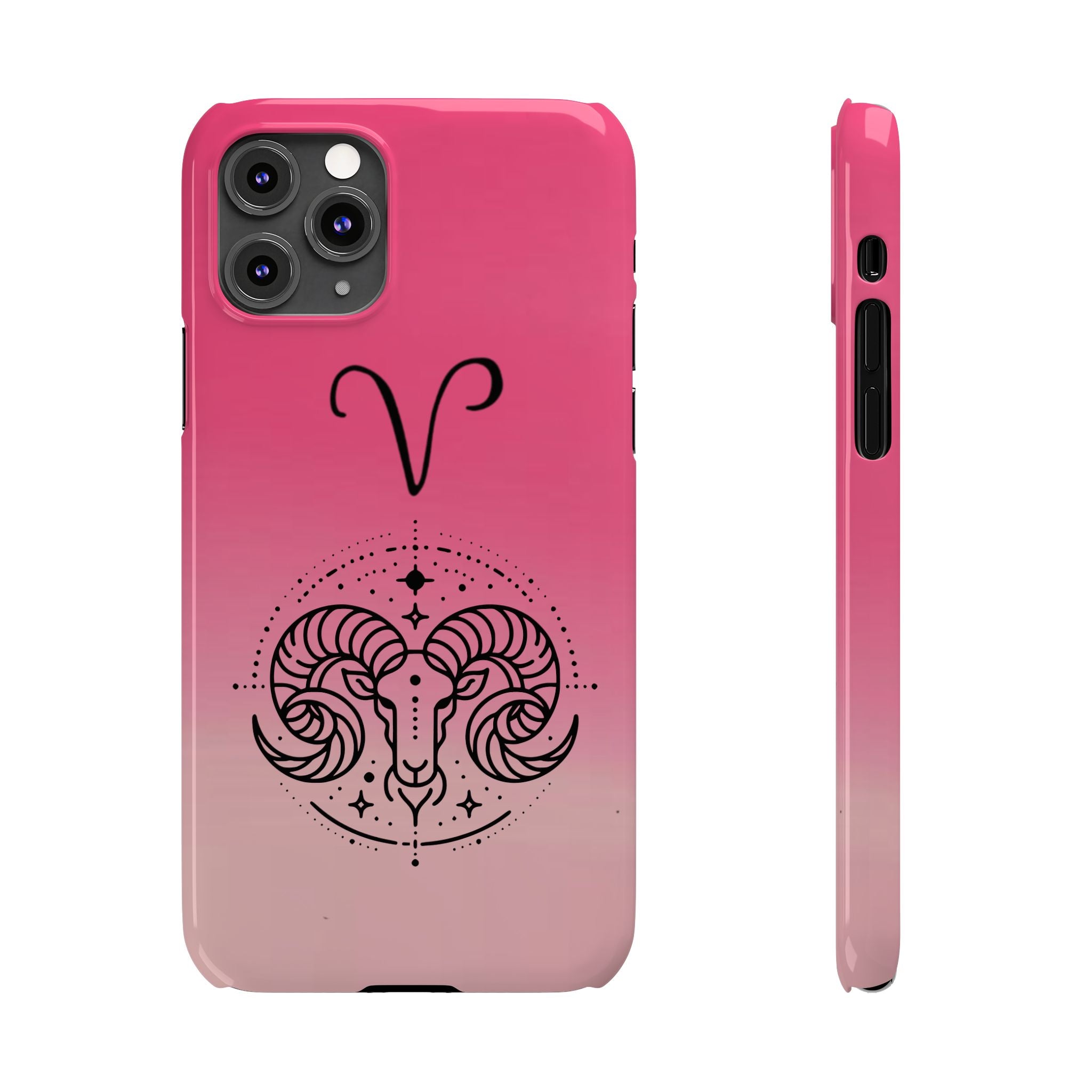 Aries Zodiac Slim Phone Case - Pink Gradient Ram Horoscope Design
