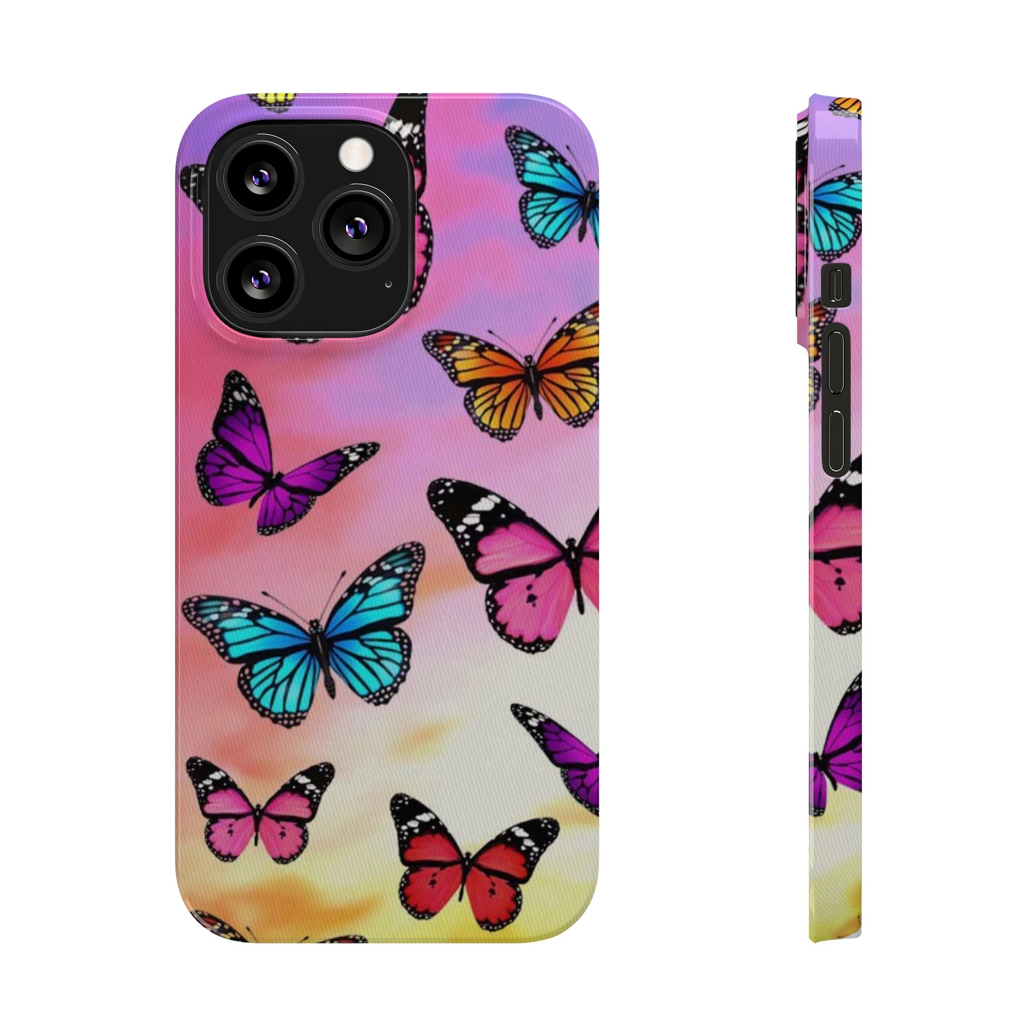 Butterfly Dream Slim Phone Case — Pastel Gradient Floral Wings Design