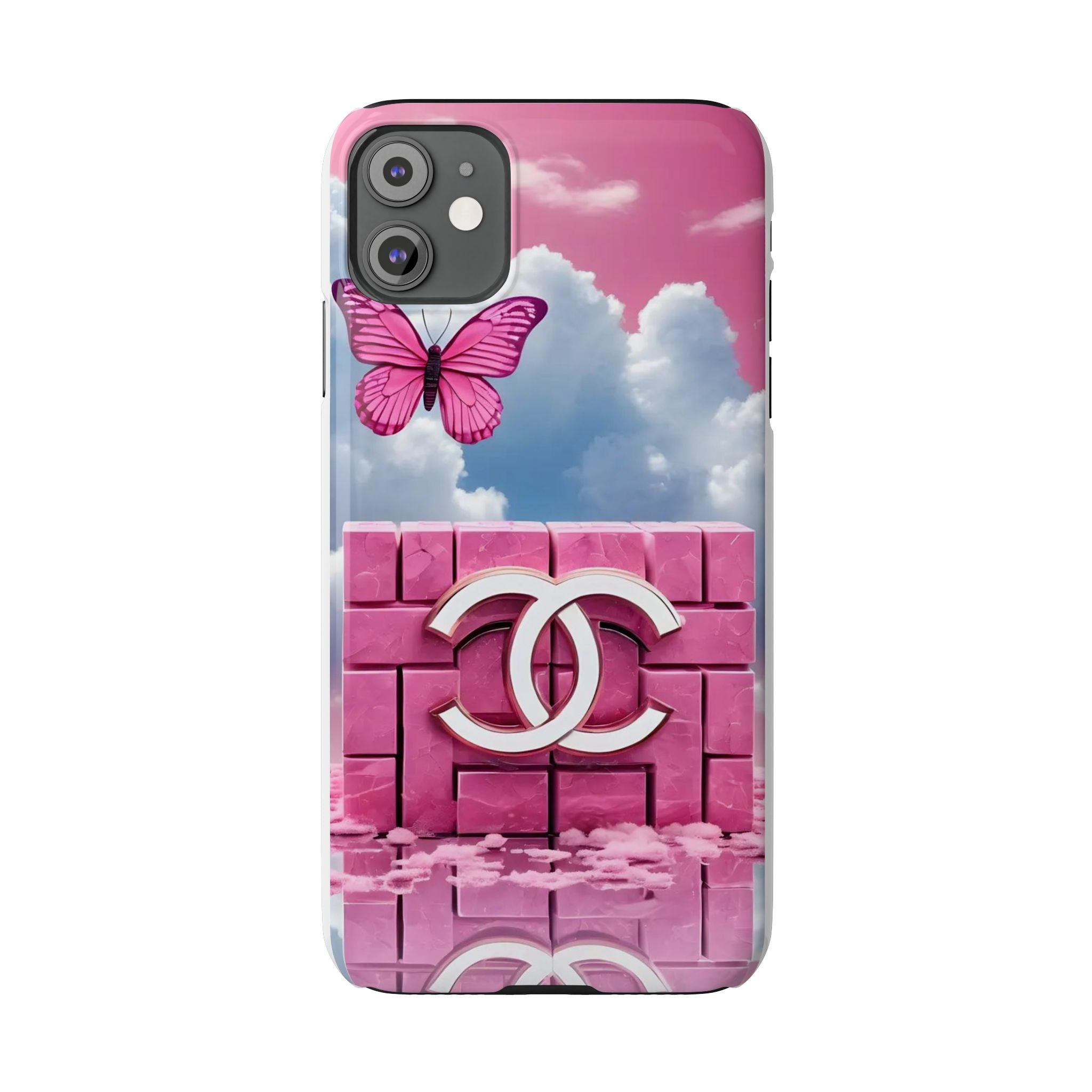 Pink Butterfly Luxe Slim Phone Case — Cloud Sky & Logo Design