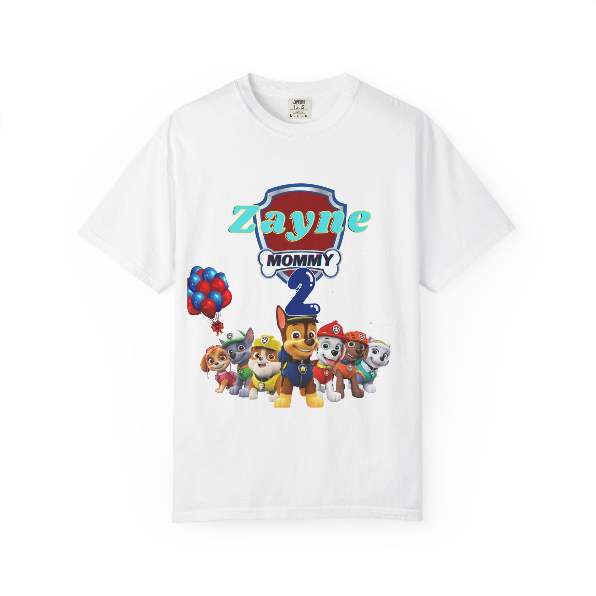 Kids' Paw Patrol Birthday T-Shirt — "Zayne Mommy 2" Personalized Party Tee