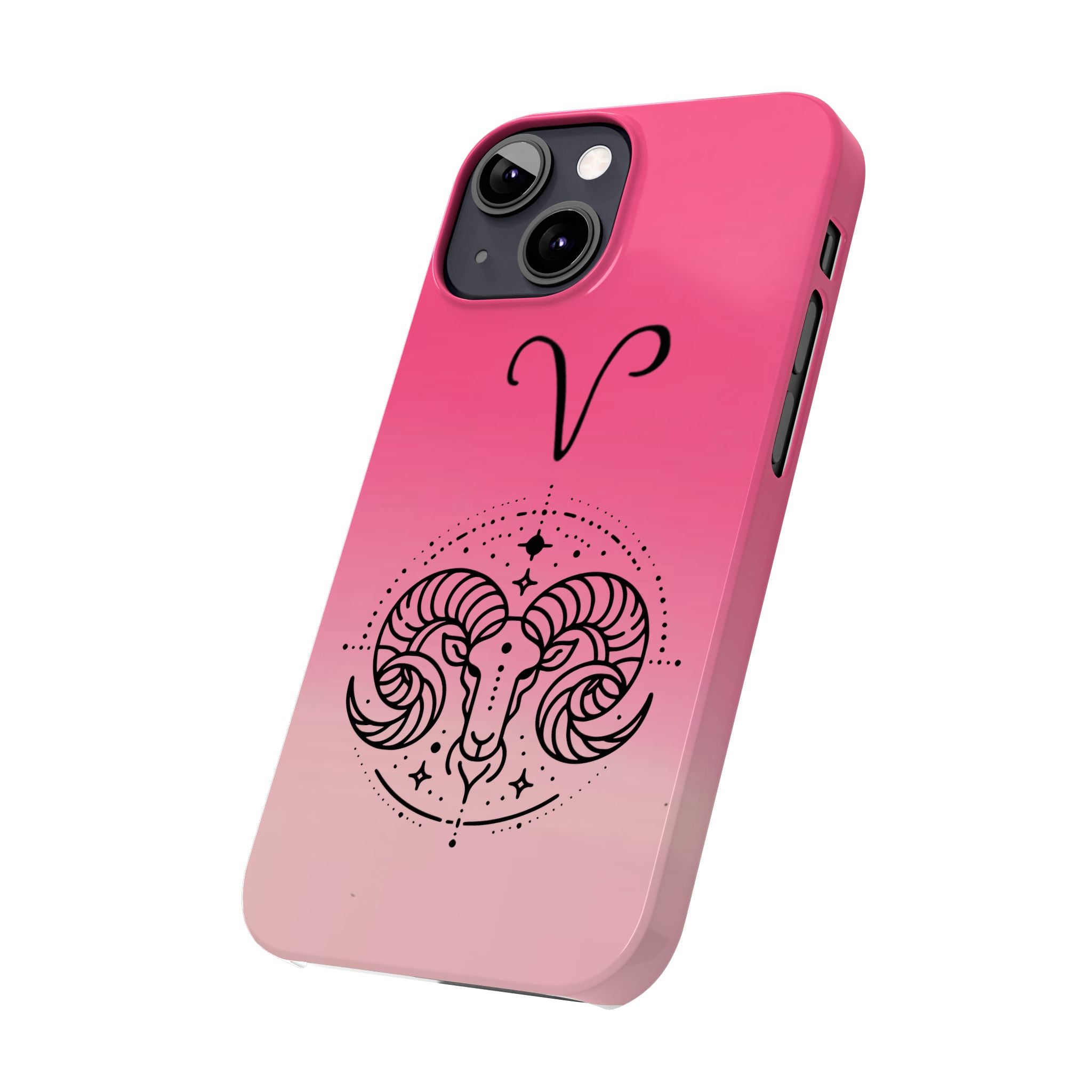 Aries Zodiac Slim Phone Case - Pink Gradient Ram Horoscope Design