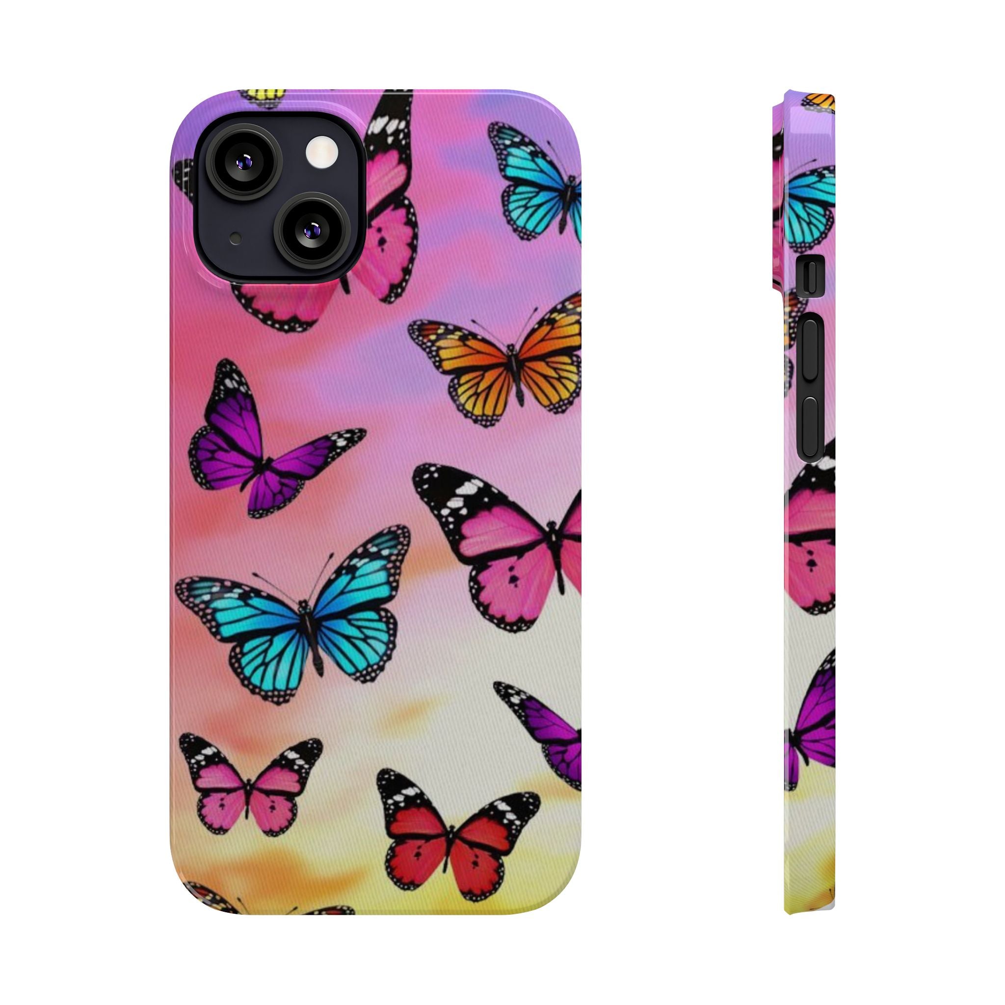 Butterfly Dream Slim Phone Case — Pastel Gradient Floral Wings Design