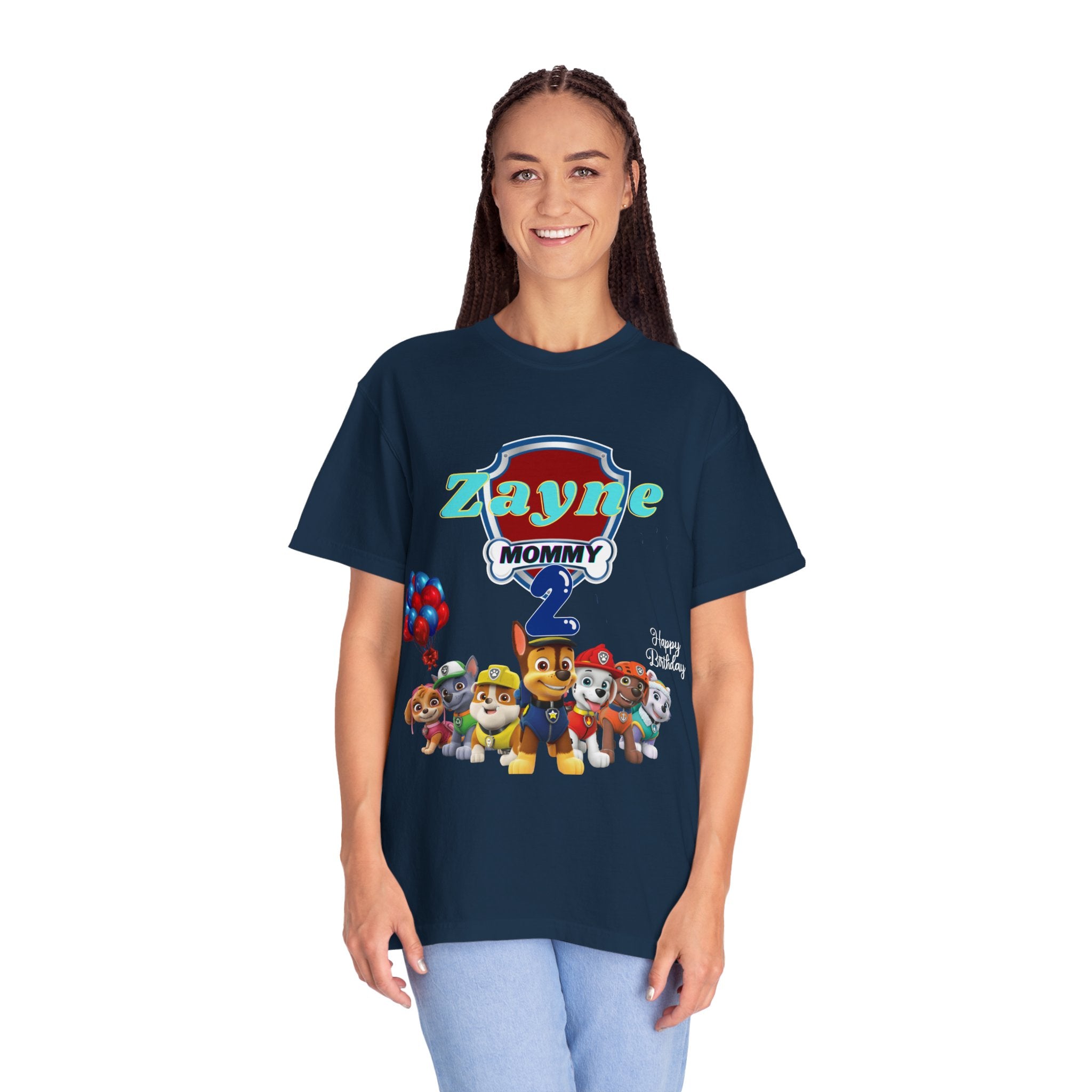 Kids' Paw Patrol Birthday T-Shirt — "Zayne Mommy 2" Personalized Party Tee