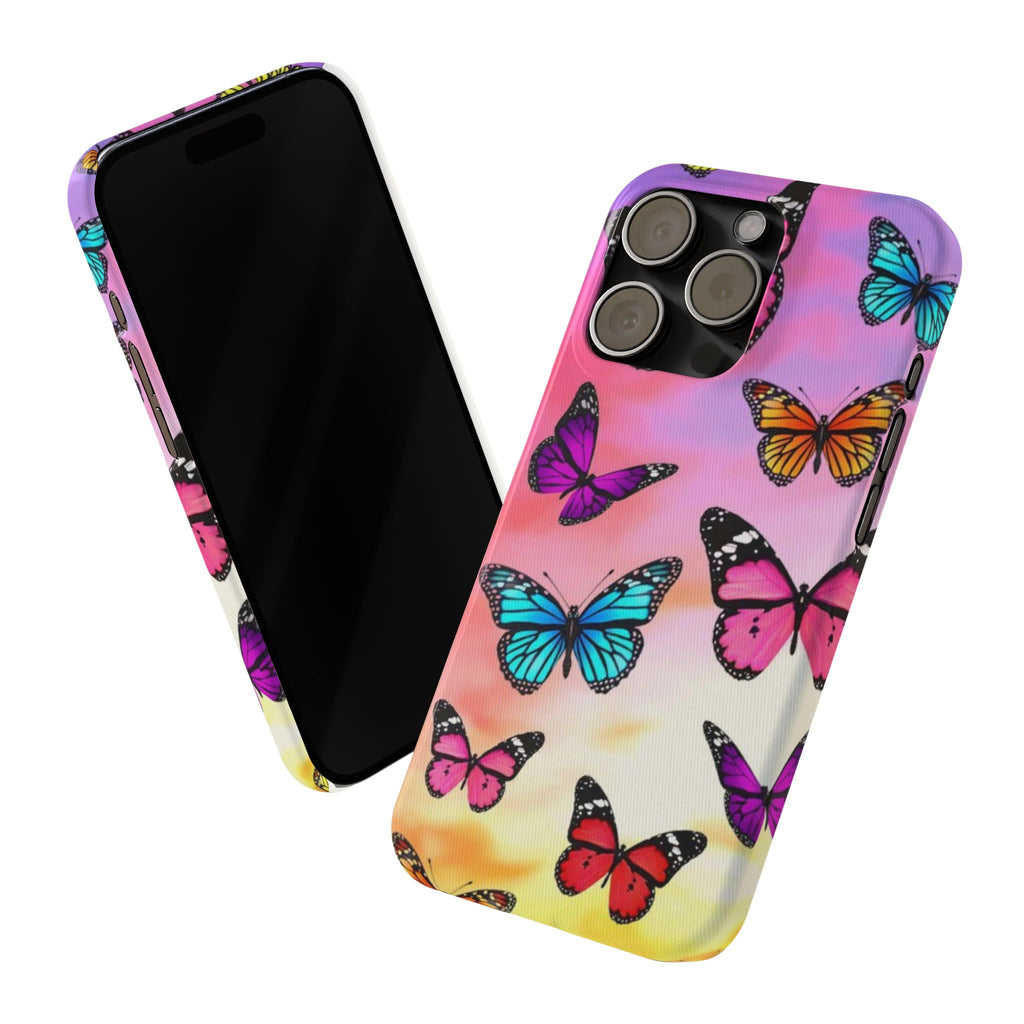 Butterfly Dream Slim Phone Case — Pastel Gradient Floral Wings Design