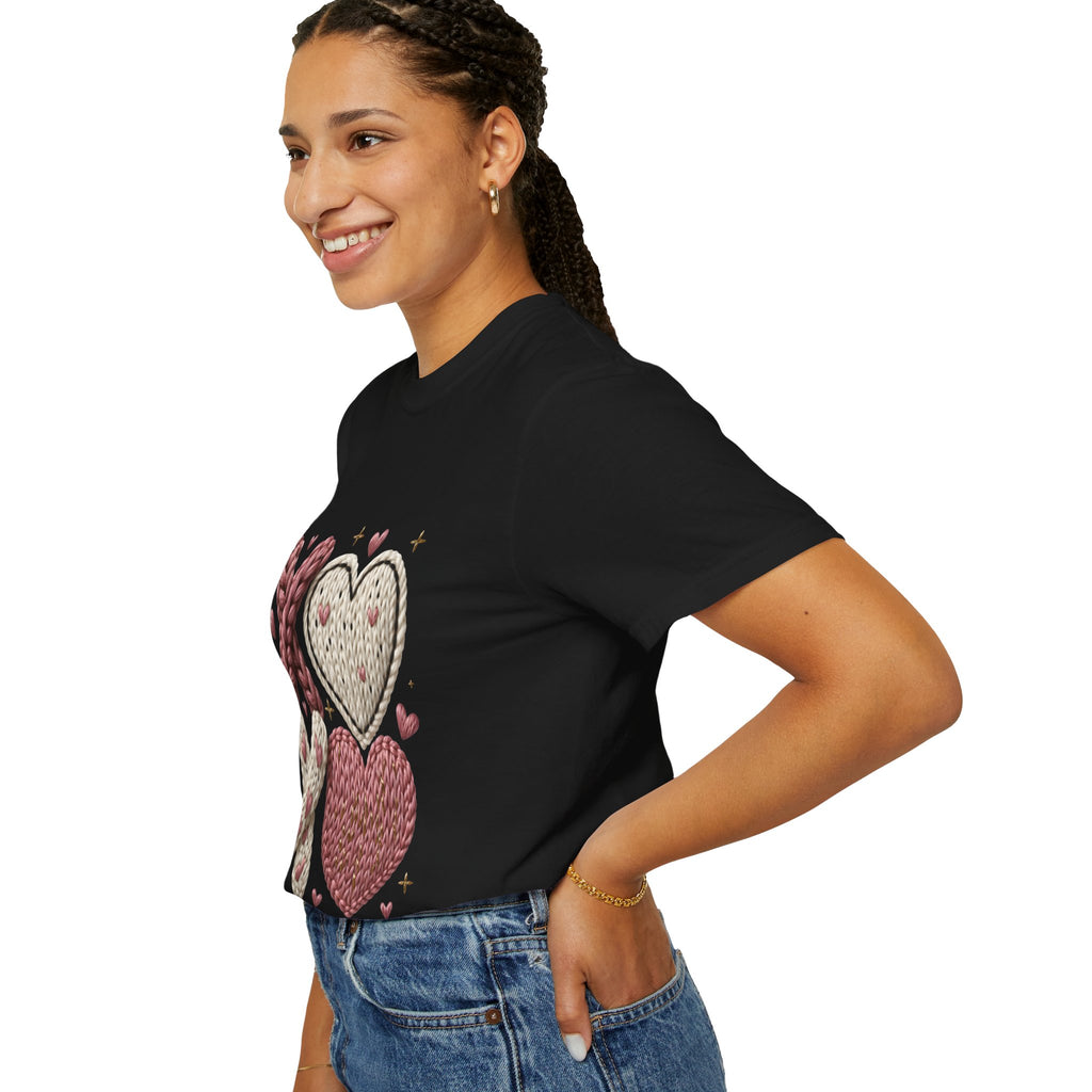 Knit XOXO Hearts T-Shirt — Cozy Valentine’s Day Love Tee