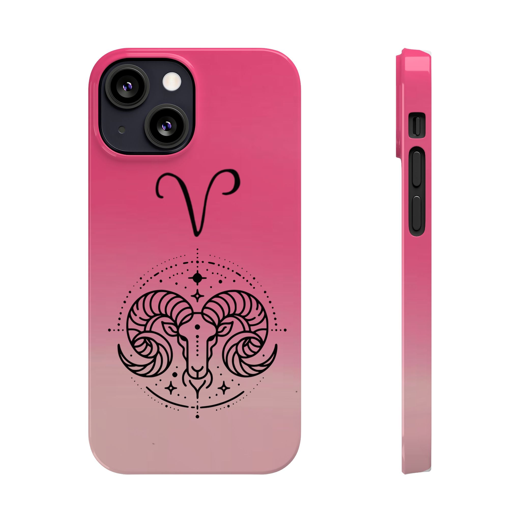 Aries Zodiac Slim Phone Case - Pink Gradient Ram Horoscope Design