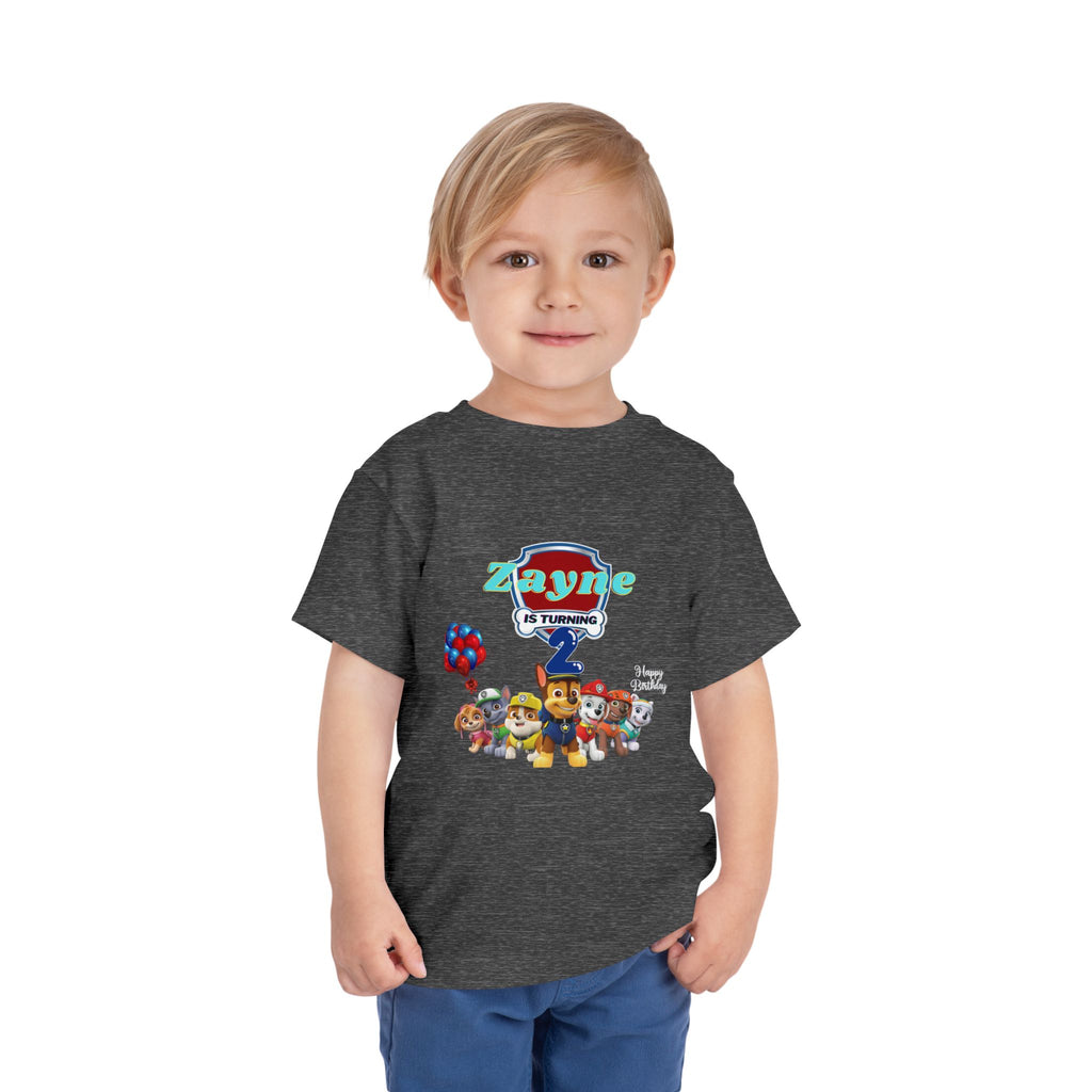 Paw Patrol 2nd Birthday Toddler Tee – Personalized "Zayne is Turning 2"