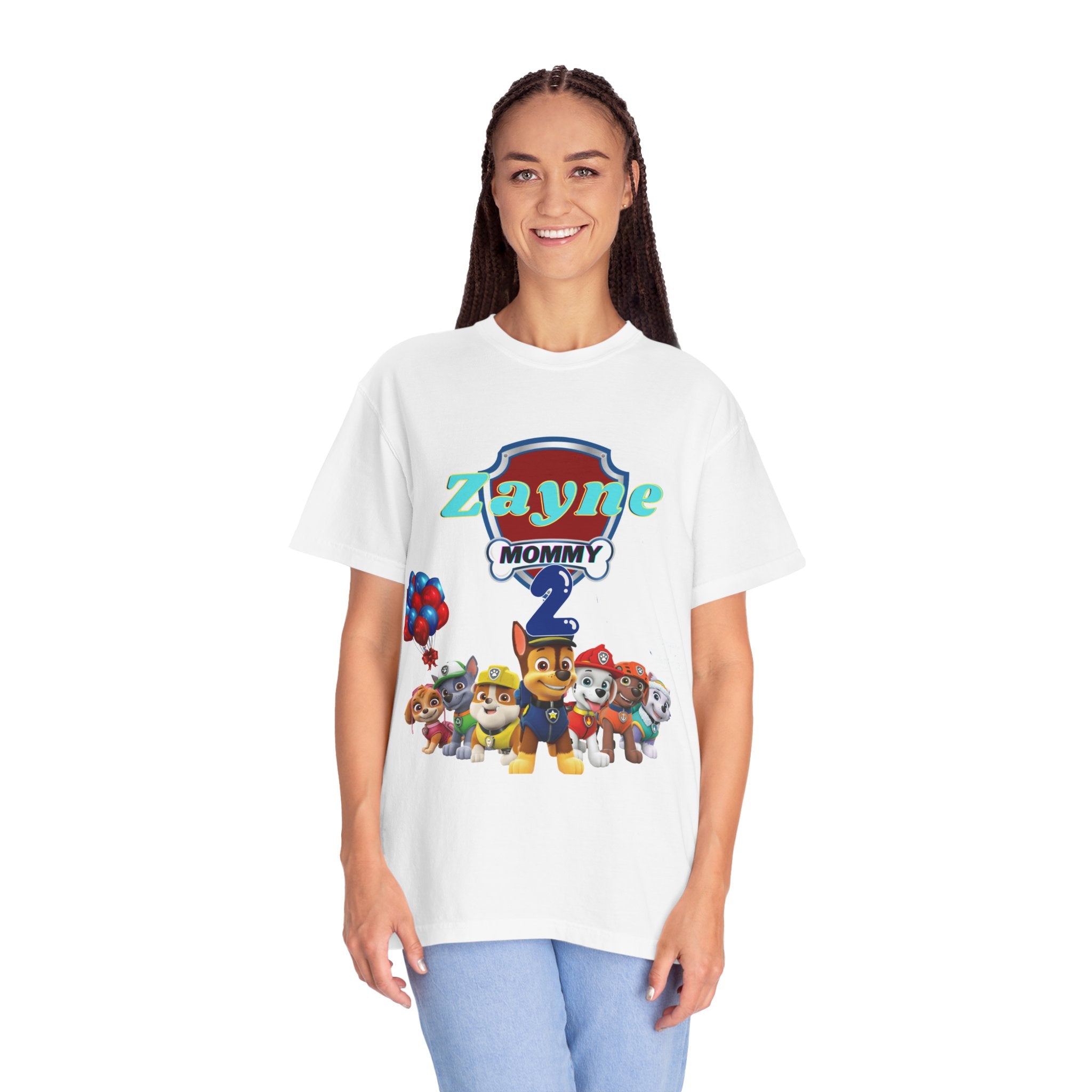 Kids' Paw Patrol Birthday T-Shirt — "Zayne Mommy 2" Personalized Party Tee