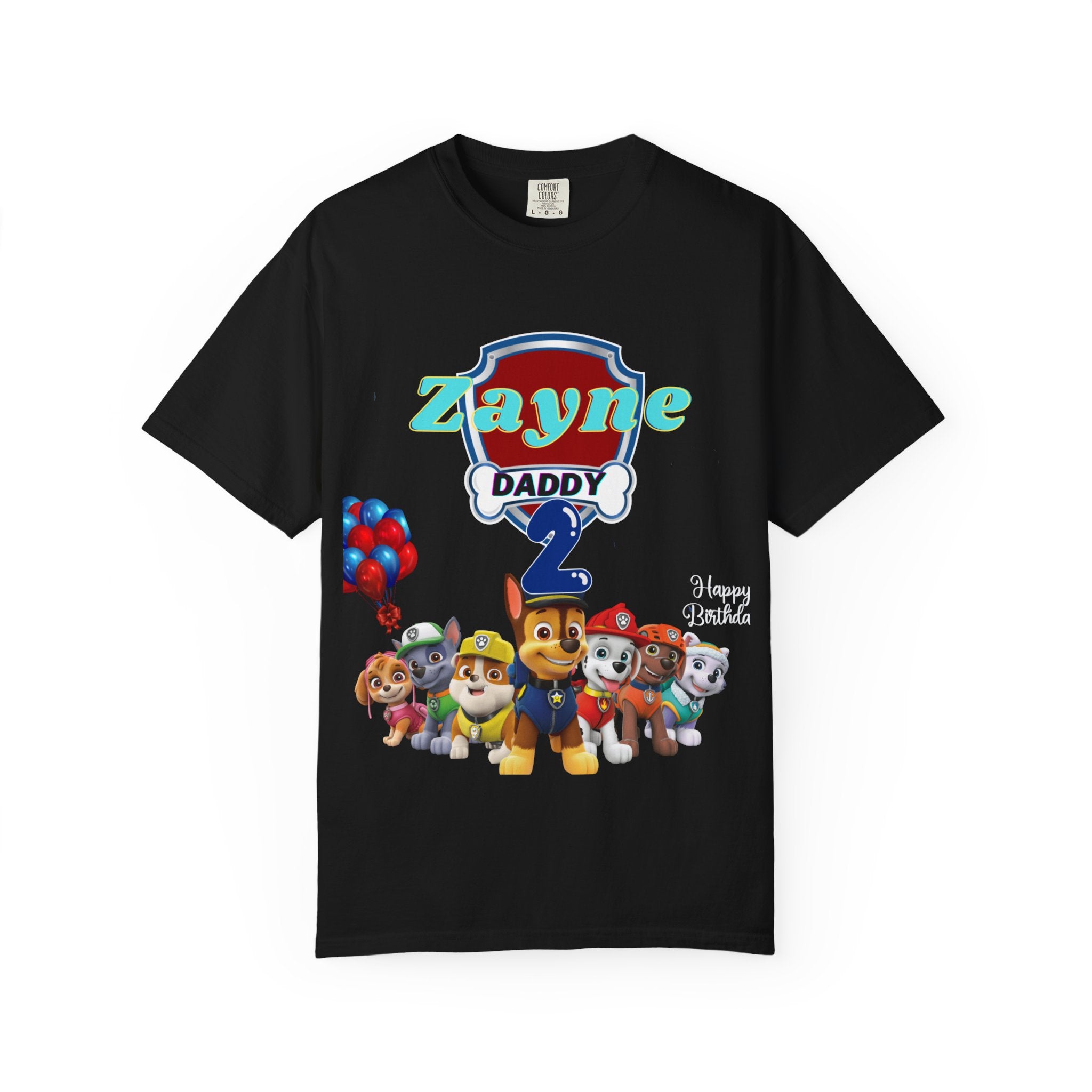 Kids' Paw Patrol Birthday T-Shirt — "Zayne Daddy 2" Personalized Party Tee