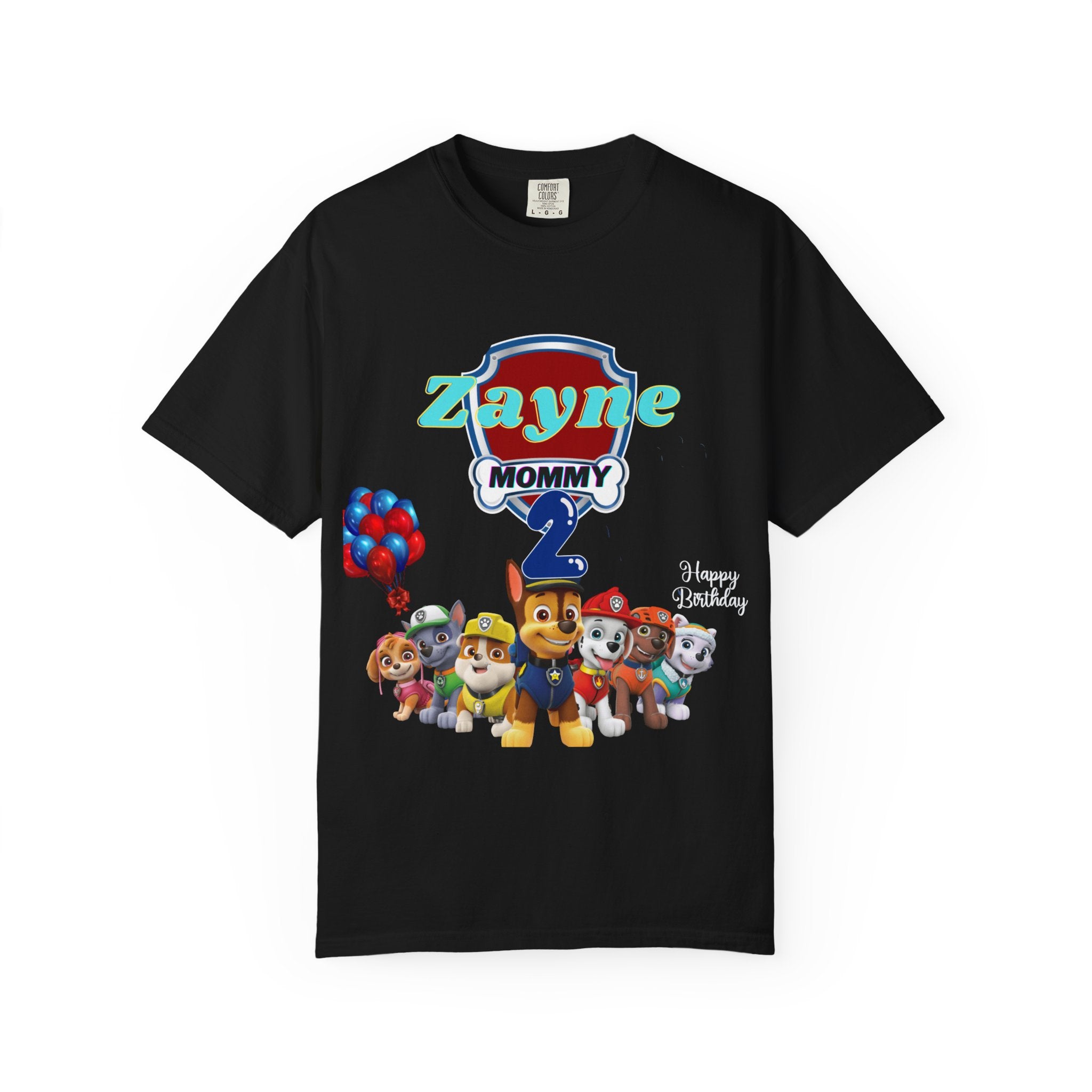 Kids' Paw Patrol Birthday T-Shirt — "Zayne Mommy 2" Personalized Party Tee