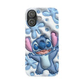Cute Stitch Slim Phone Case – Blue Splash Cartoon Phone Cover