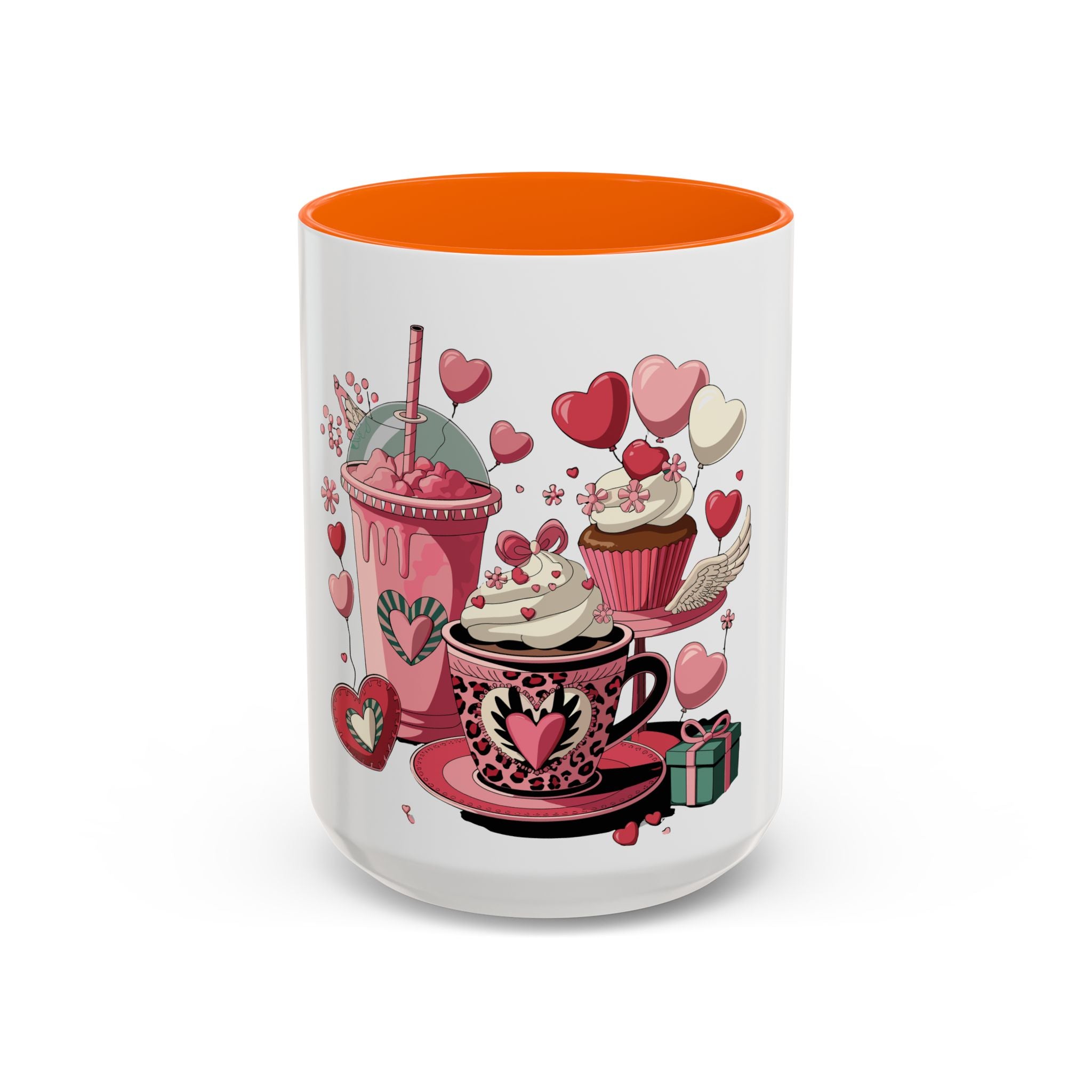 Valentine Dessert Love Accent Coffee Mug — Heart Cupcakes & Sweets 11/15oz