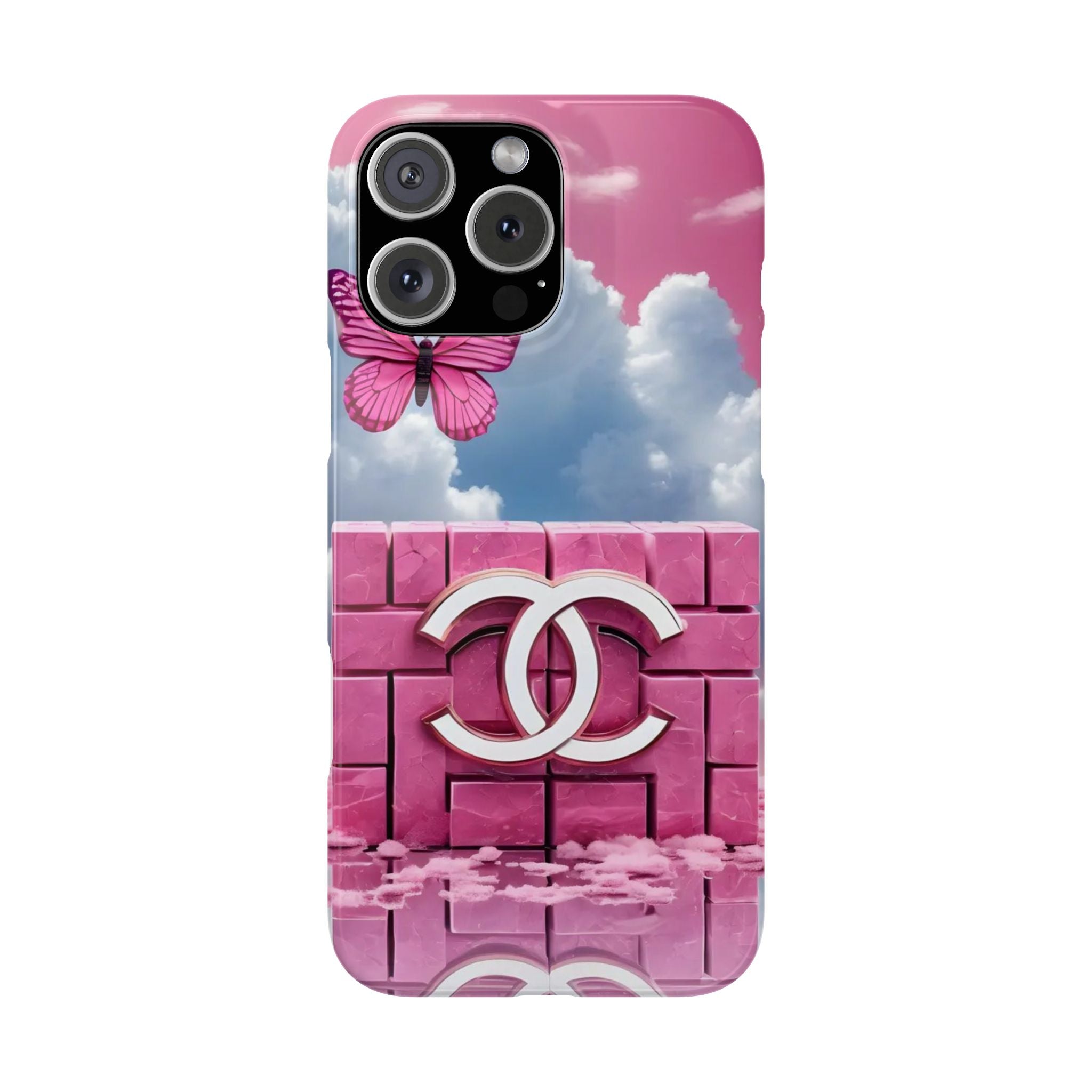 Pink Butterfly Luxe Slim Phone Case — Cloud Sky & Logo Design