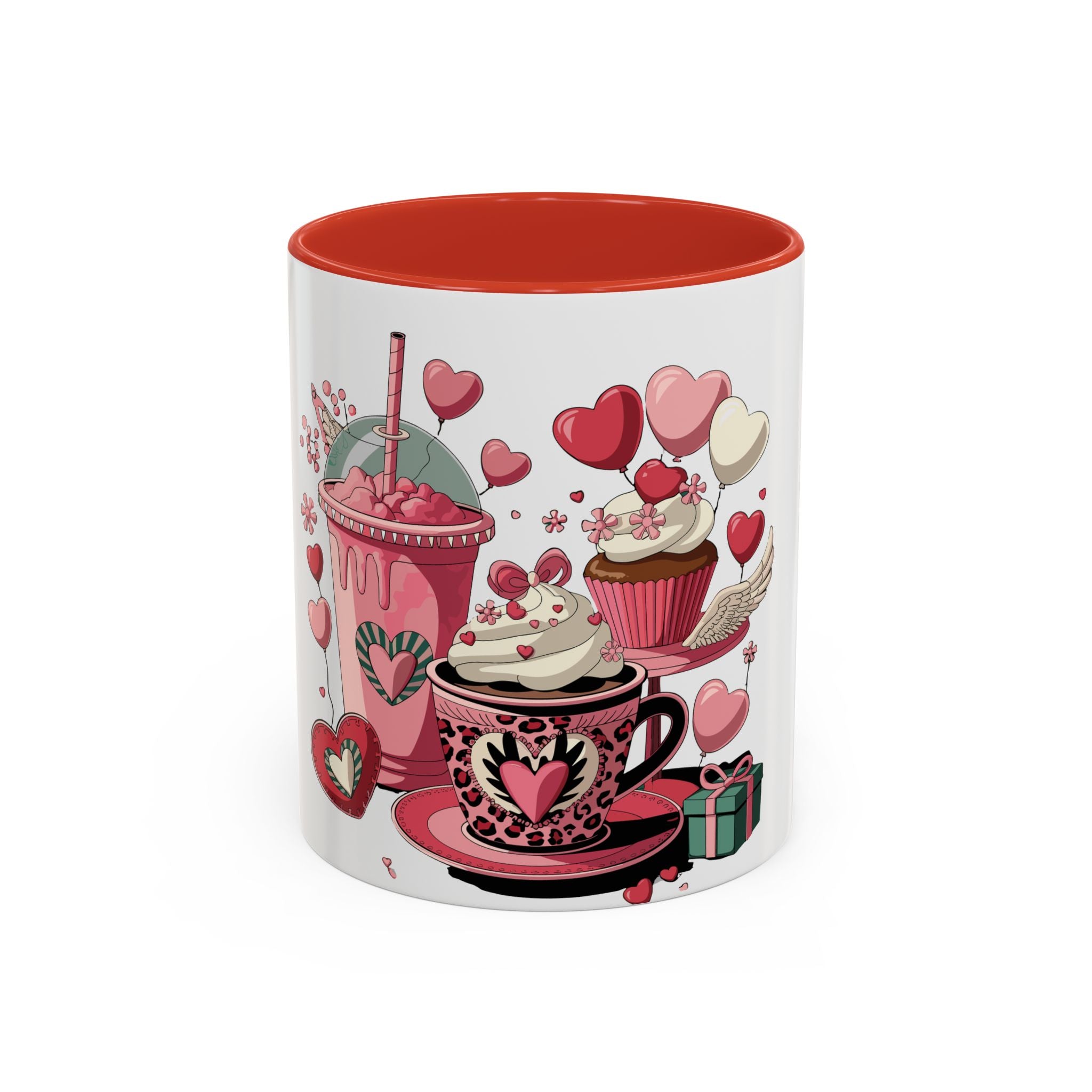 Valentine Dessert Love Accent Coffee Mug — Heart Cupcakes & Sweets 11/15oz