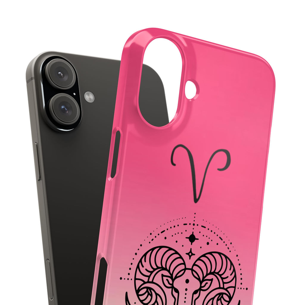 Aries Zodiac Slim Phone Case - Pink Gradient Ram Horoscope Design
