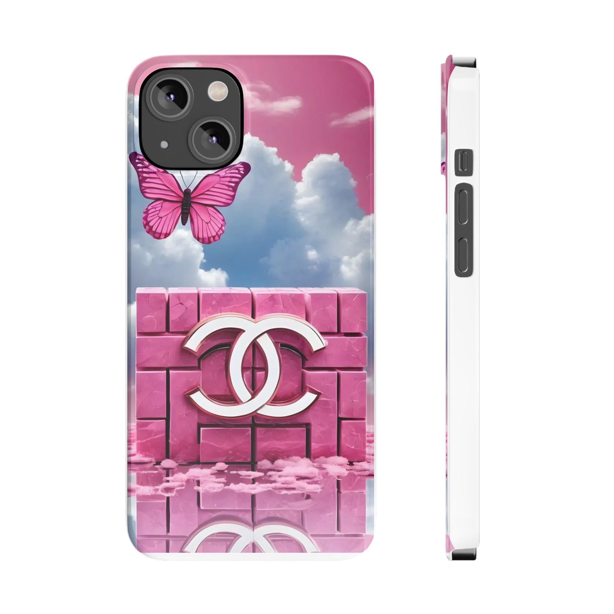 Pink Butterfly Luxe Slim Phone Case — Cloud Sky & Logo Design