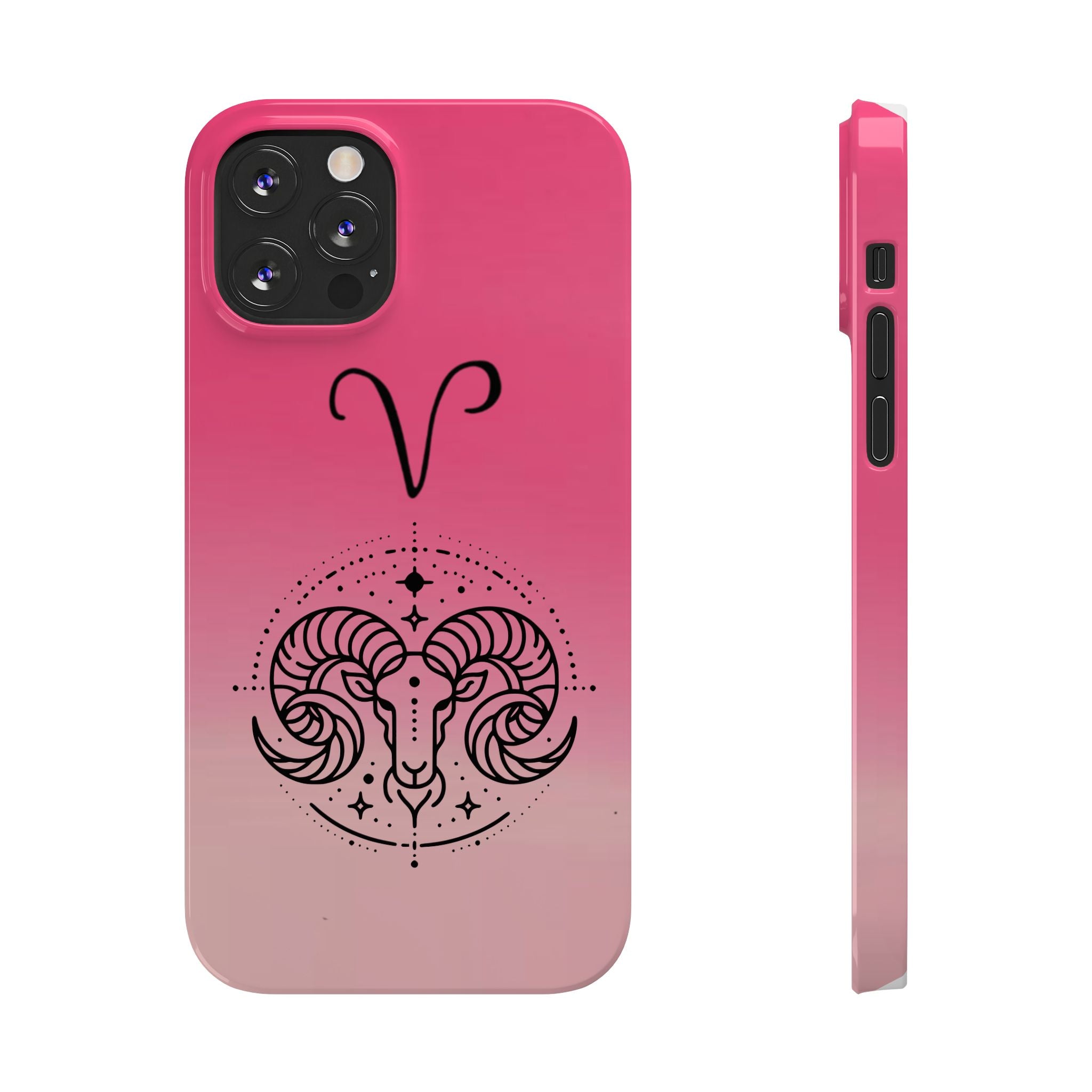 Aries Zodiac Slim Phone Case - Pink Gradient Ram Horoscope Design