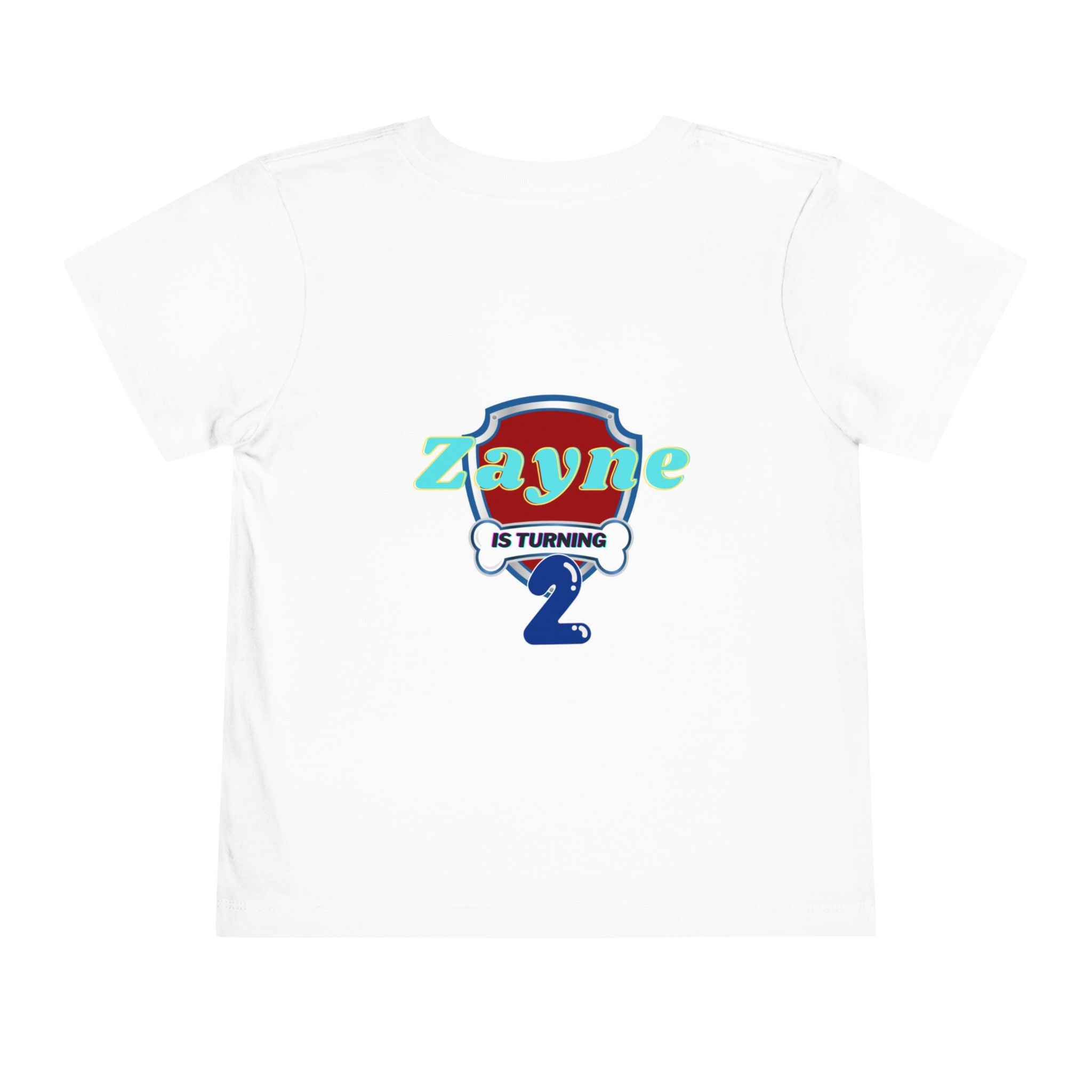 Paw Patrol 2nd Birthday Toddler Tee – Personalized "Zayne is Turning 2"