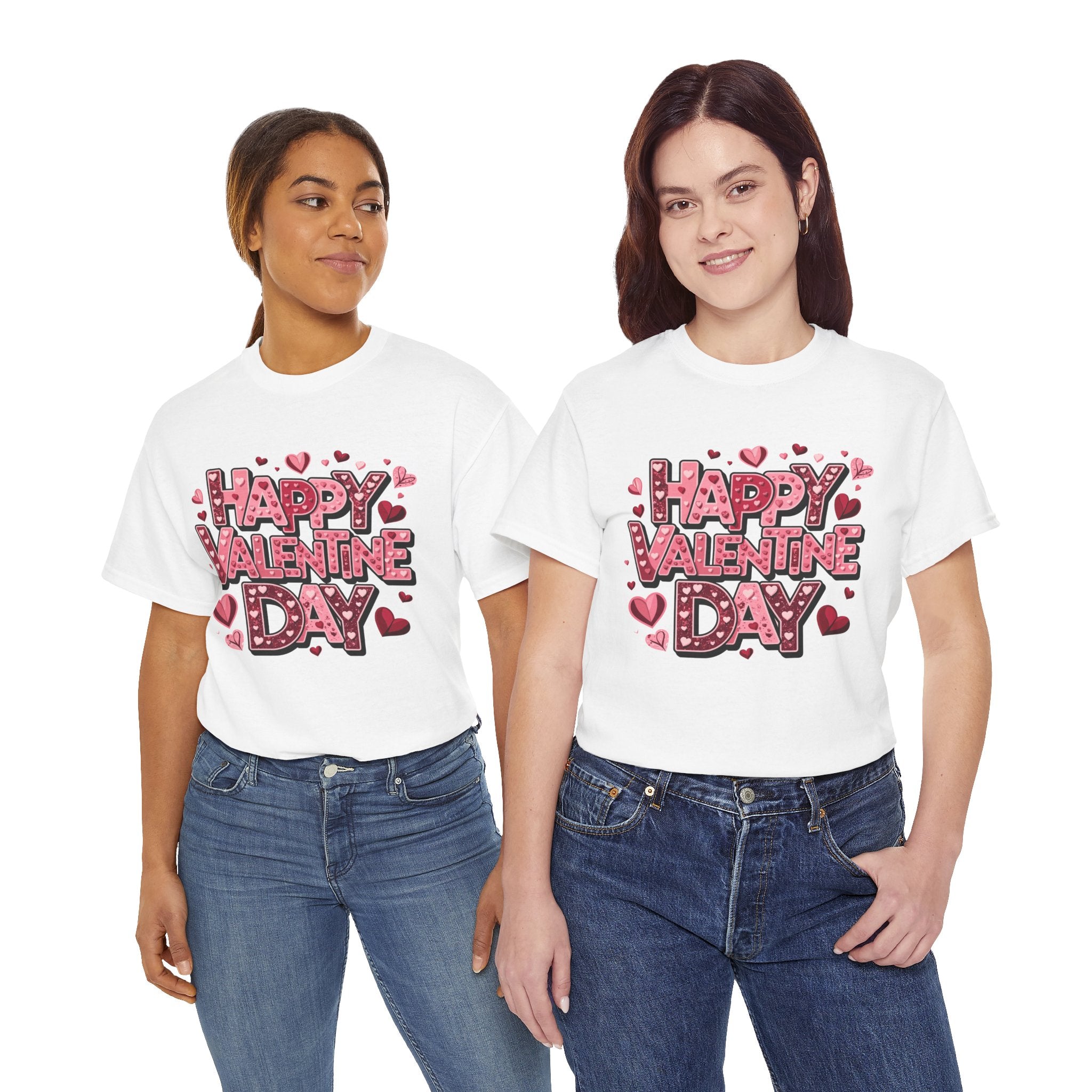 Valentine's Day Tee — 'Happy Valentine Day' Heart Graphic Shirt