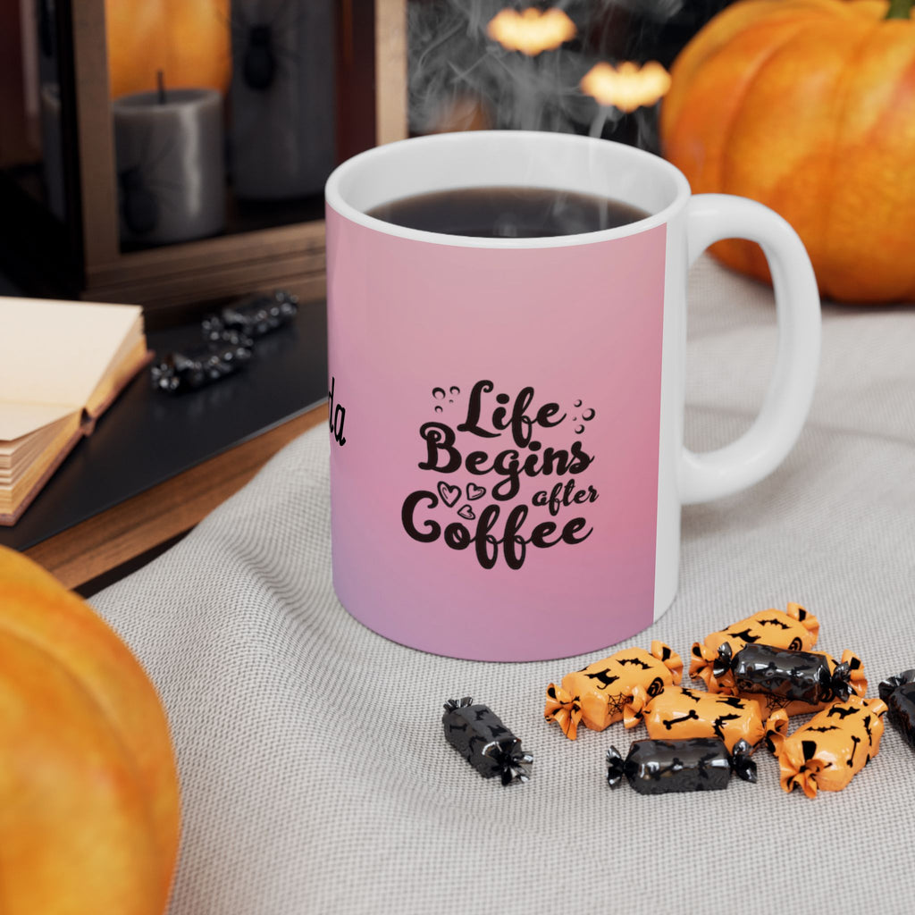 Coffee Is Cheaper Than Therapy Ceramic Mug — Pink Lavender Gradient Coffee Cup (11oz & 15oz)