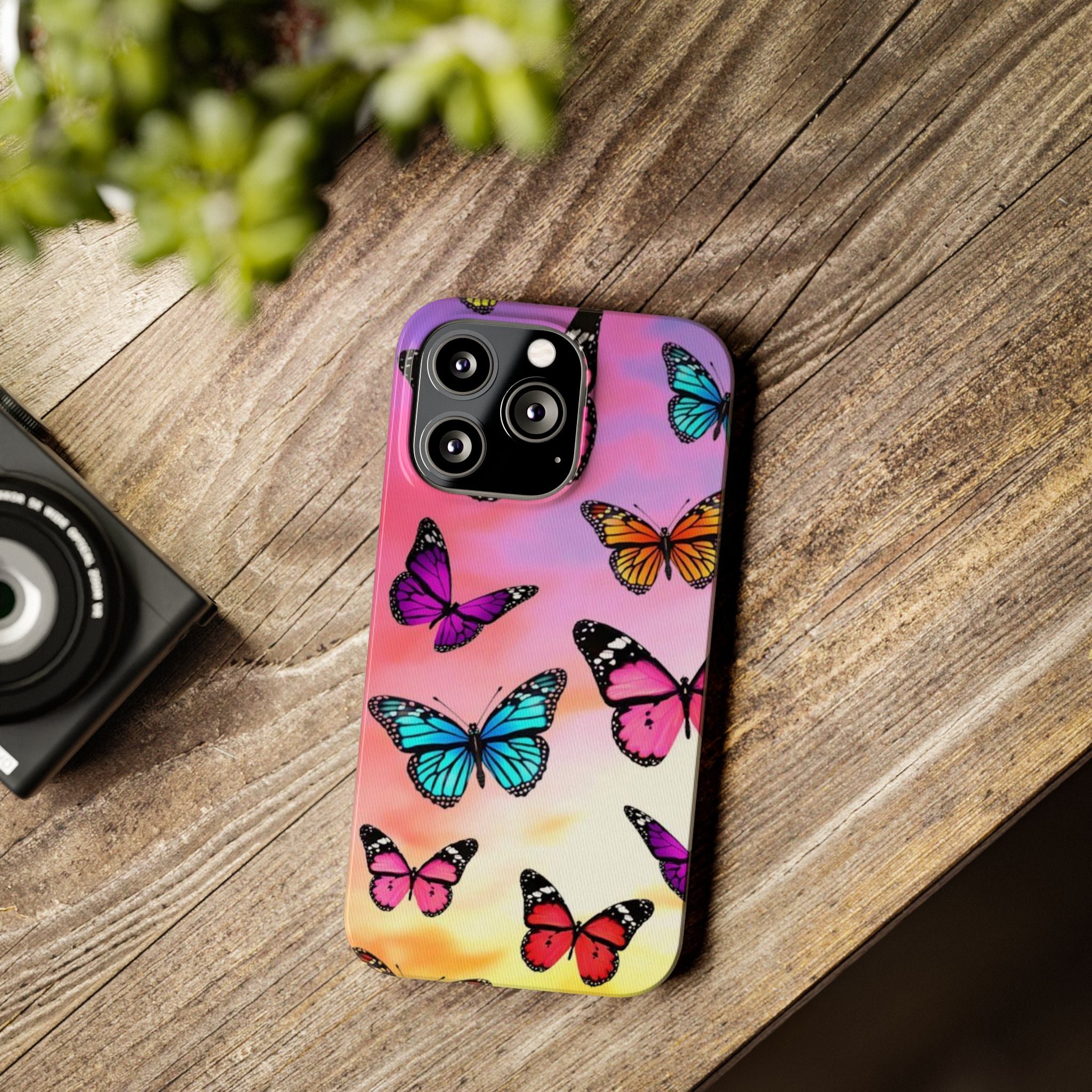 Butterfly Dream Slim Phone Case — Pastel Gradient Floral Wings Design