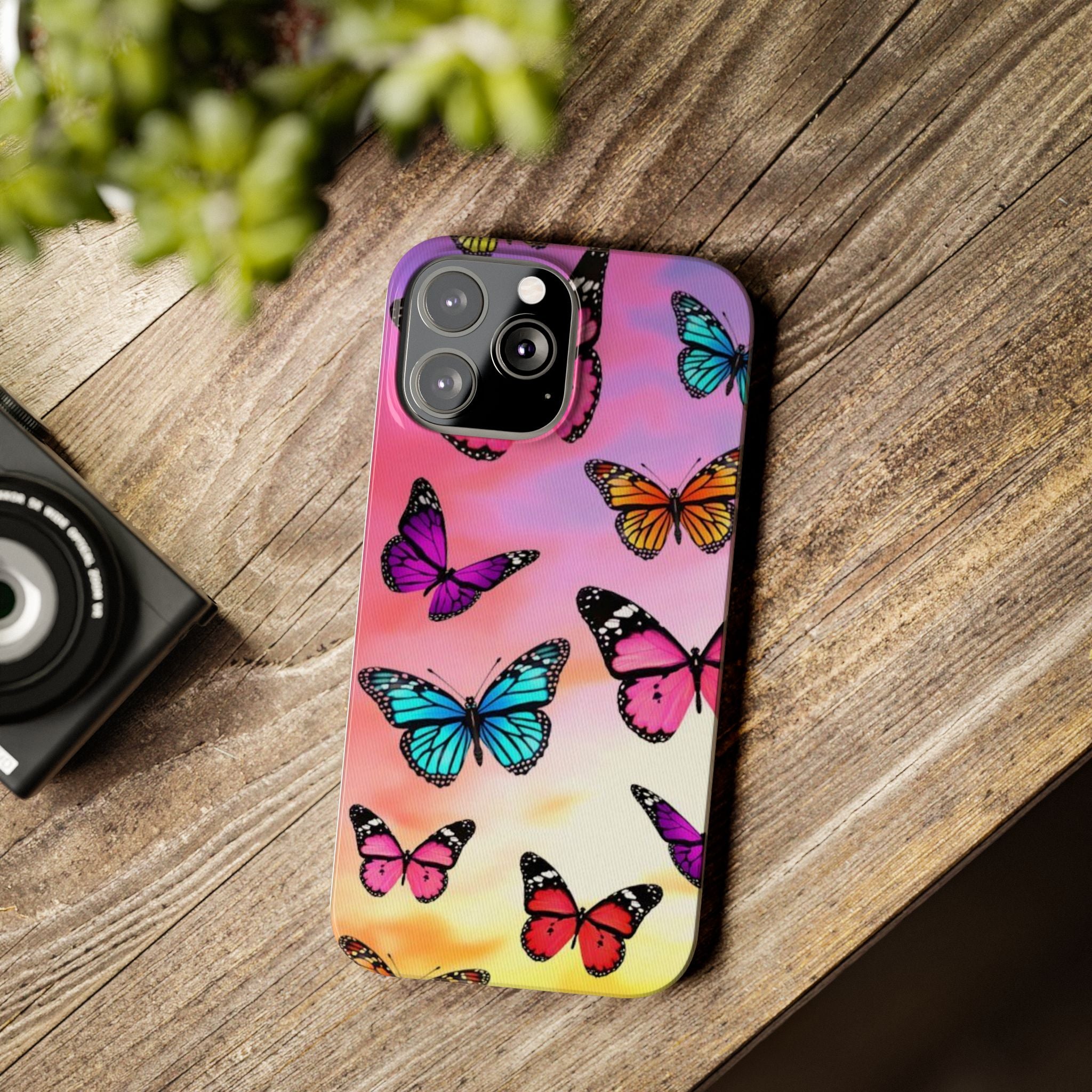 Butterfly Dream Slim Phone Case — Pastel Gradient Floral Wings Design