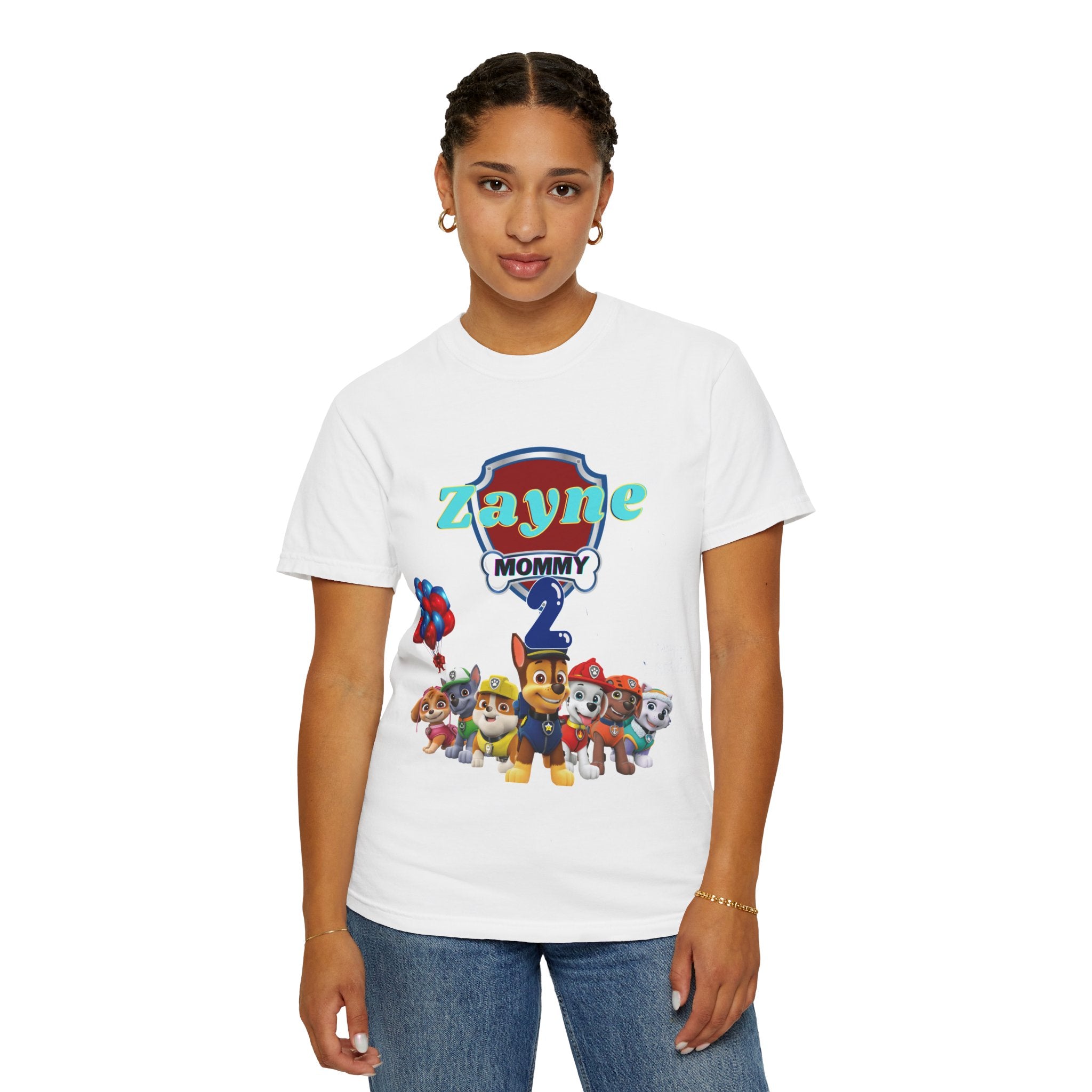 Kids' Paw Patrol Birthday T-Shirt — "Zayne Mommy 2" Personalized Party Tee
