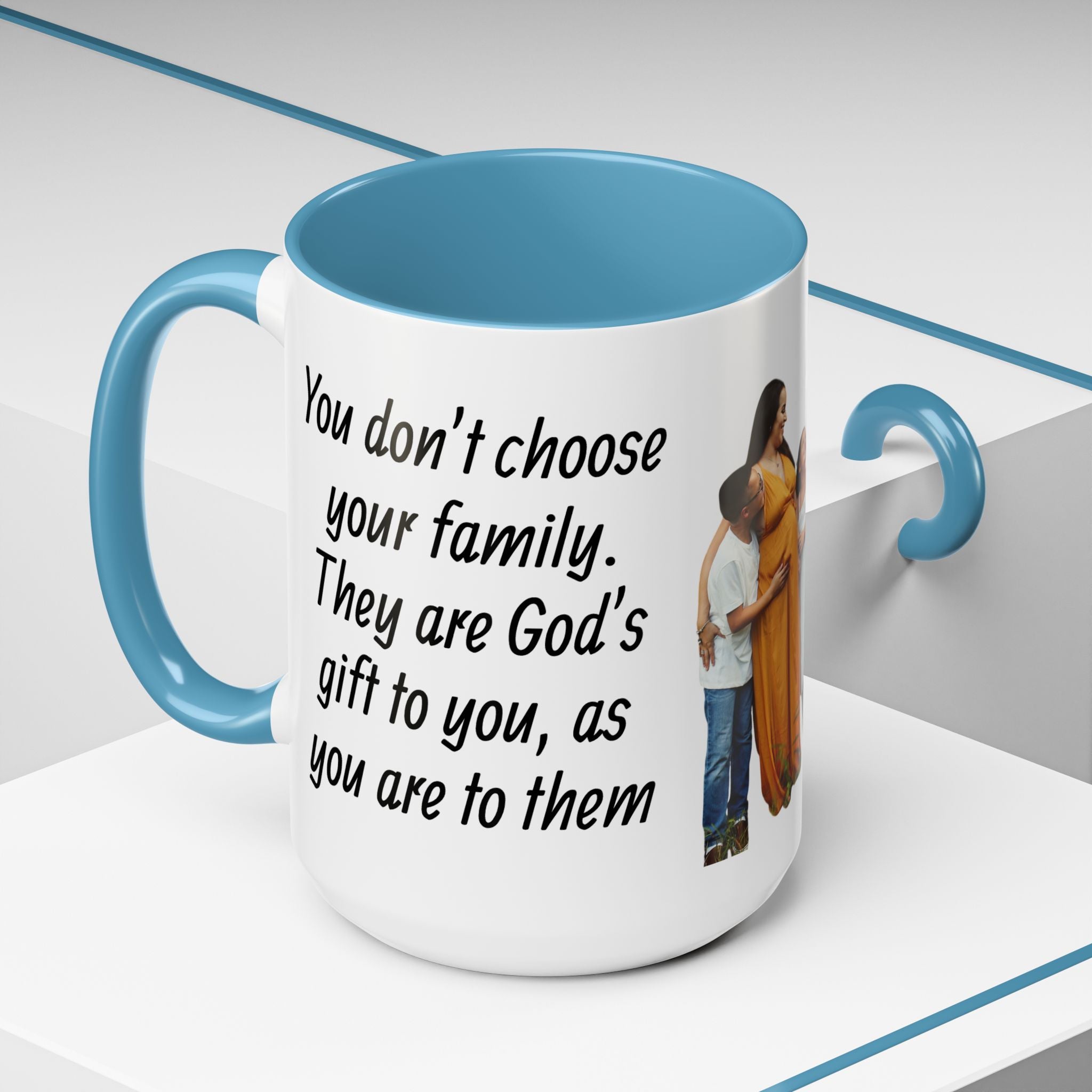 Personalized Family Photo Accent Coffee Mug — Custom 11/15oz Gift
