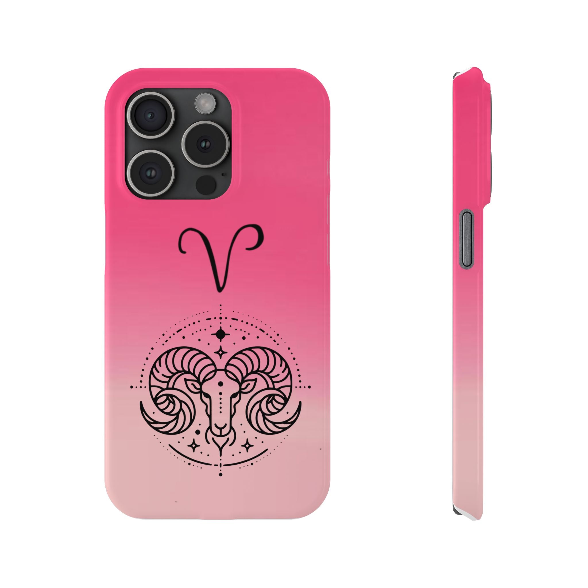 Aries Zodiac Slim Phone Case - Pink Gradient Ram Horoscope Design