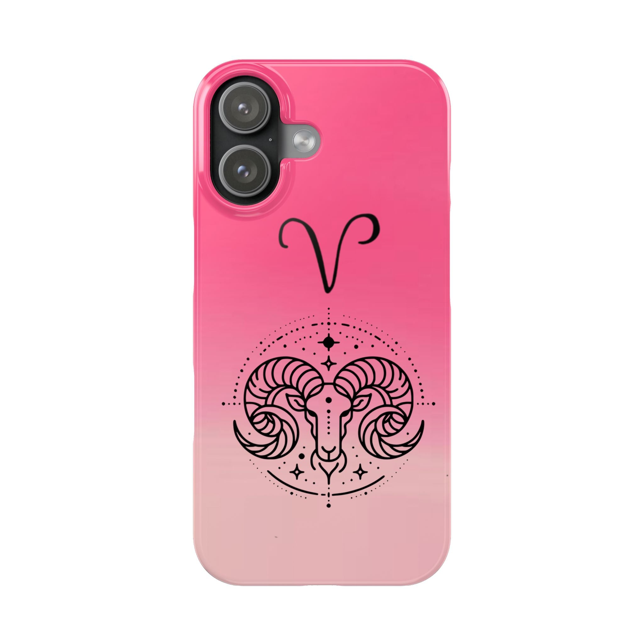 Aries Zodiac Slim Phone Case - Pink Gradient Ram Horoscope Design