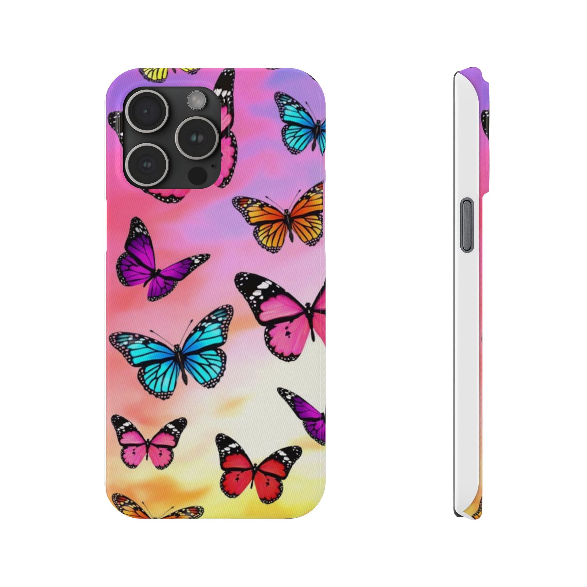 Butterfly Dream Slim Phone Case — Pastel Gradient Floral Wings Design