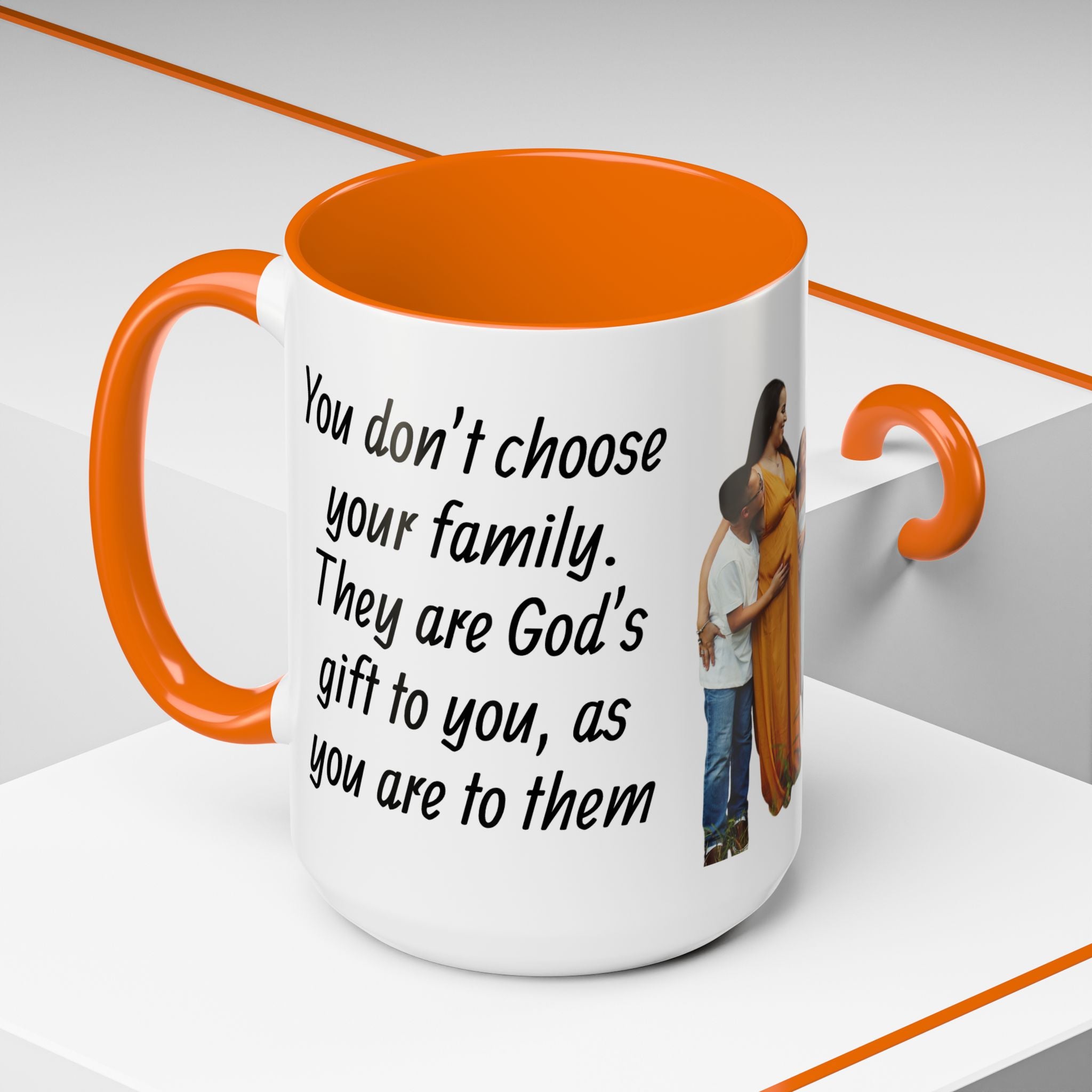 Personalized Family Photo Accent Coffee Mug — Custom 11/15oz Gift