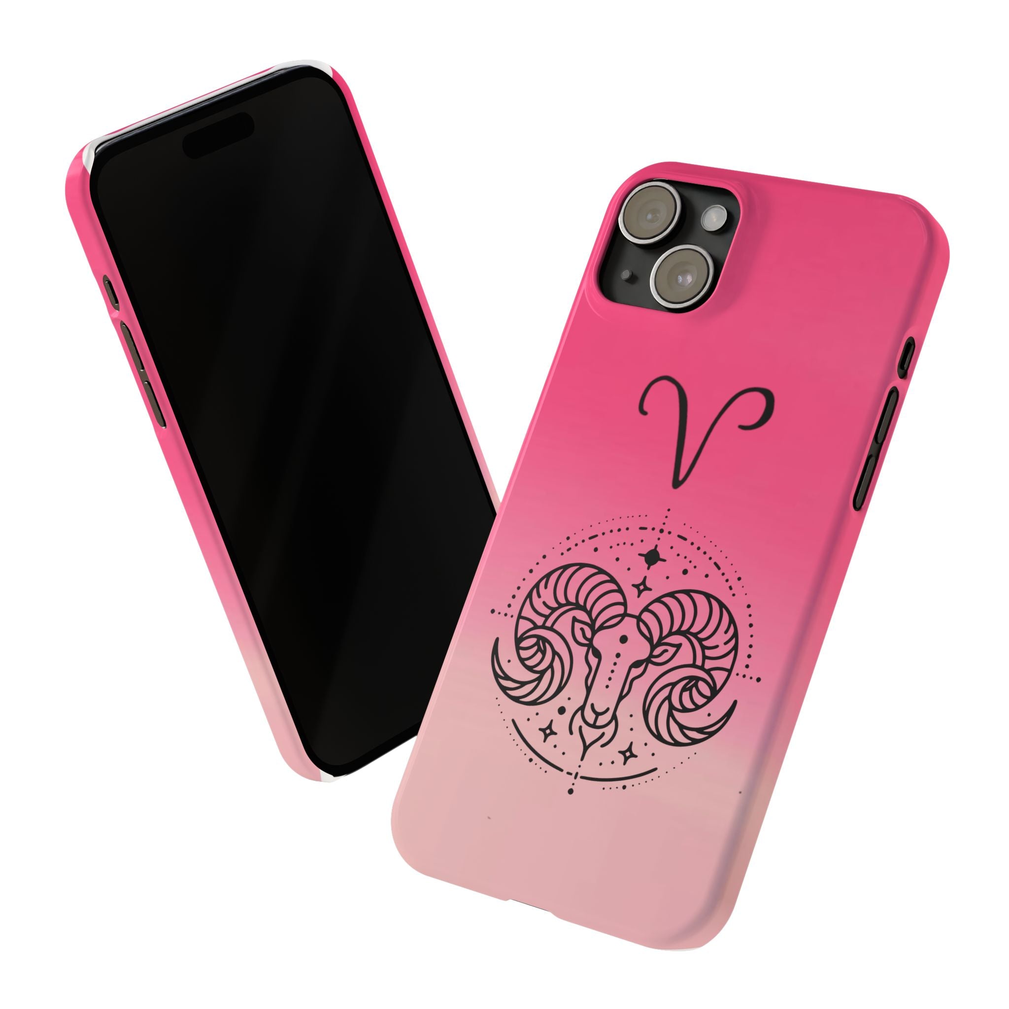 Aries Zodiac Slim Phone Case - Pink Gradient Ram Horoscope Design