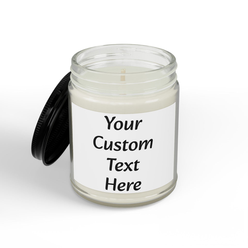 Custom Text Amber Jar Soy Candle 4oz 9oz | Black Lid, Personalized Label