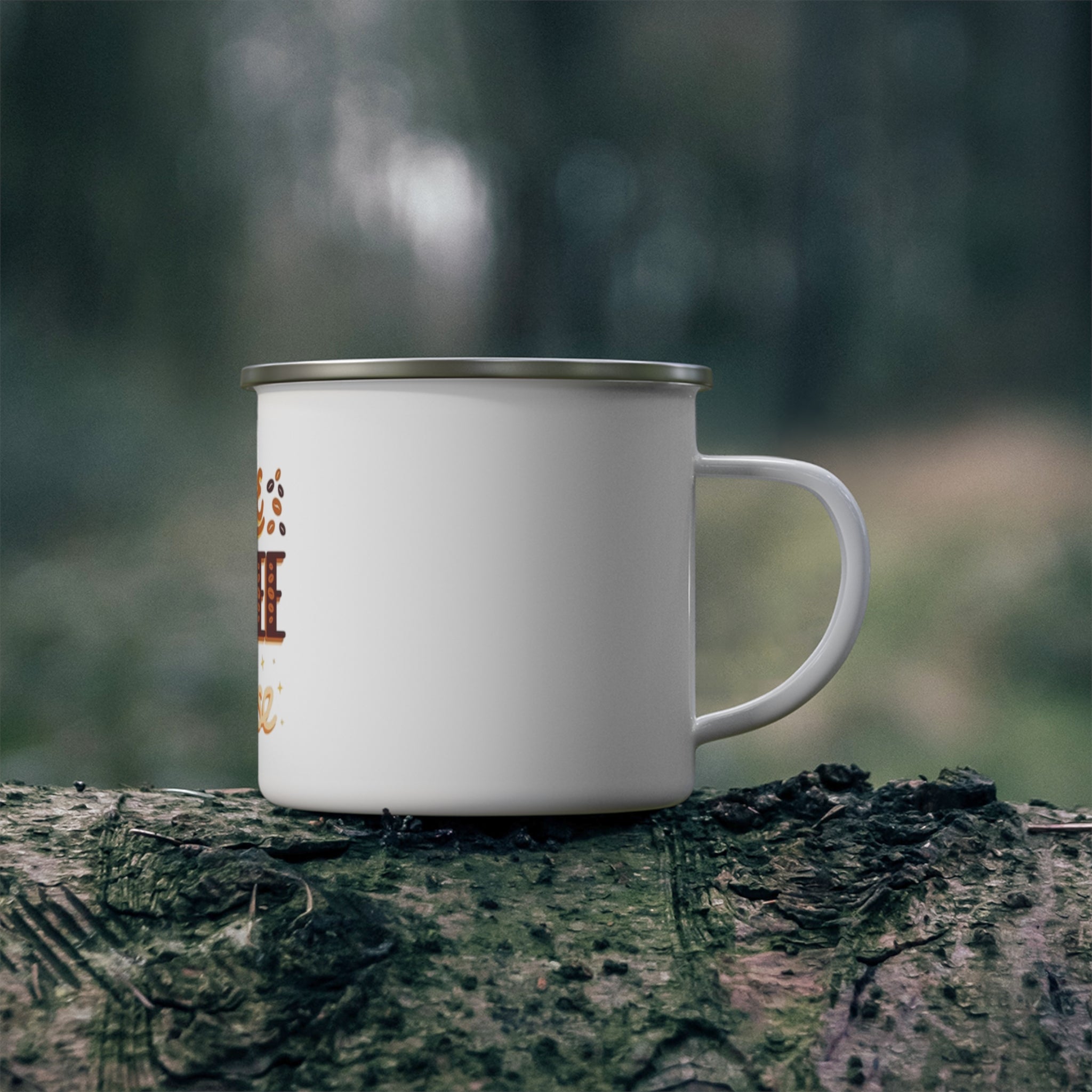Enamel Camping Mug — 'More Coffee Please' Rustic Camper Coffee Cup