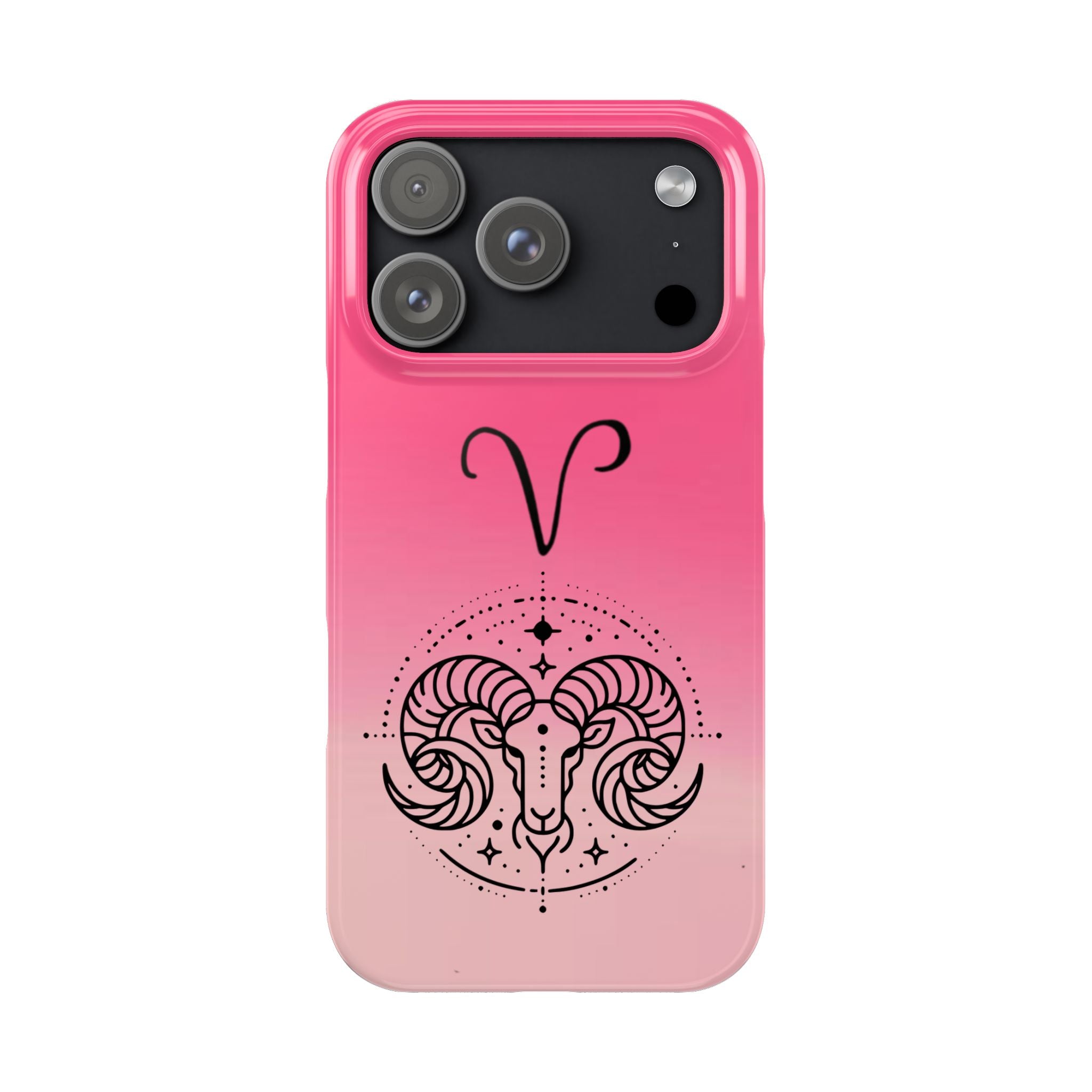 Aries Zodiac Slim Phone Case - Pink Gradient Ram Horoscope Design
