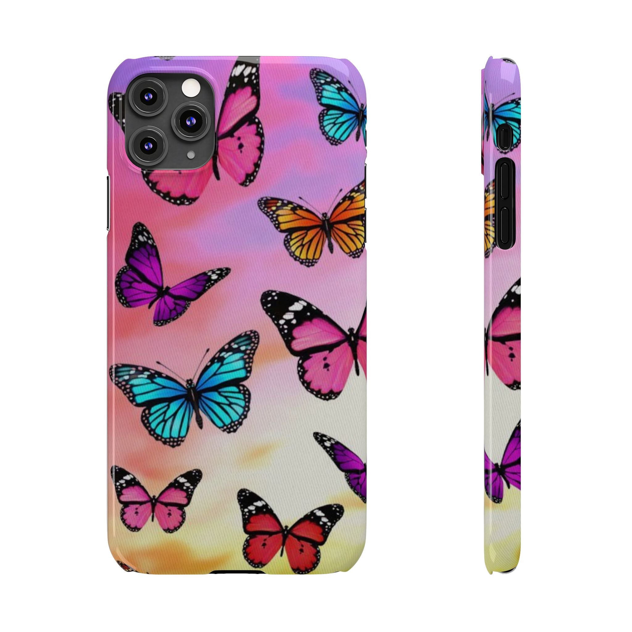 Butterfly Dream Slim Phone Case — Pastel Gradient Floral Wings Design