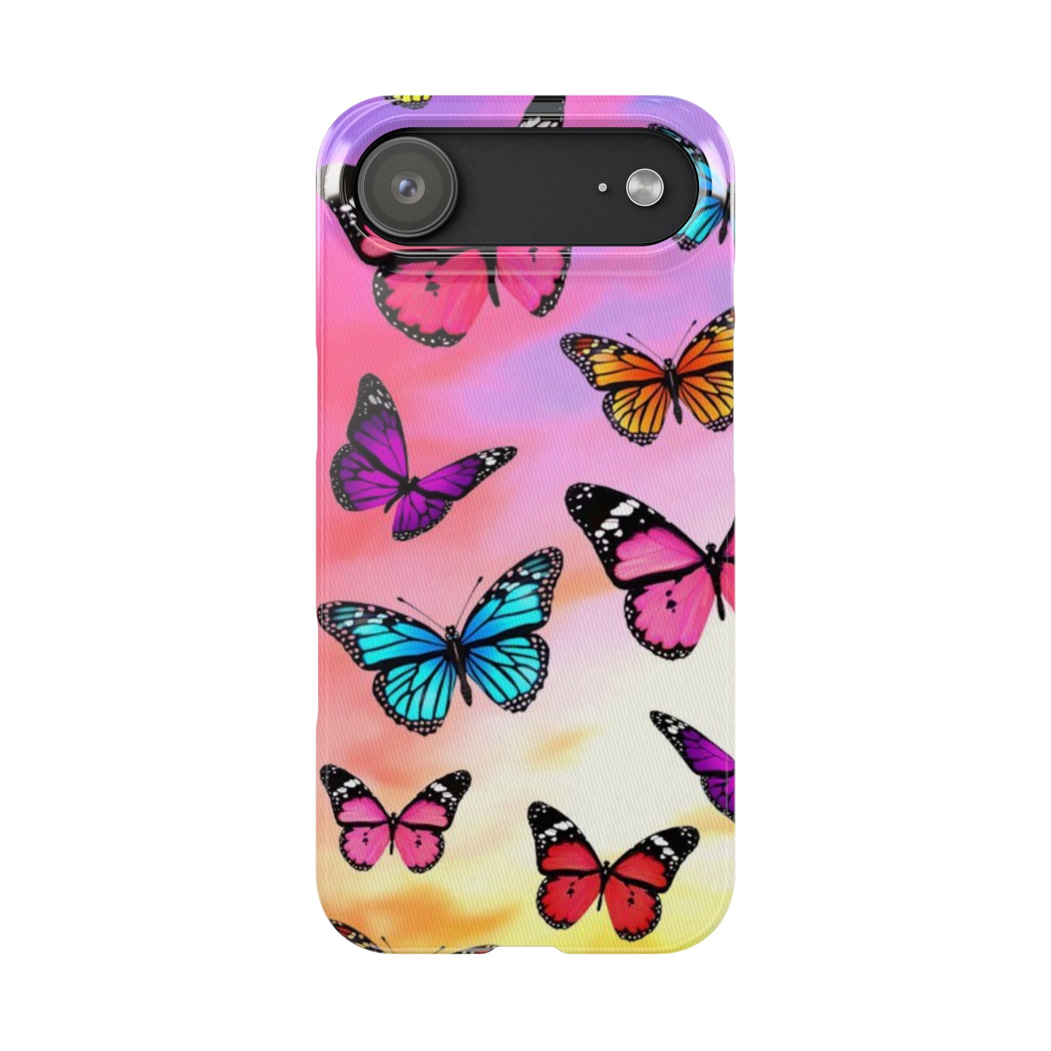 Butterfly Dream Slim Phone Case — Pastel Gradient Floral Wings Design
