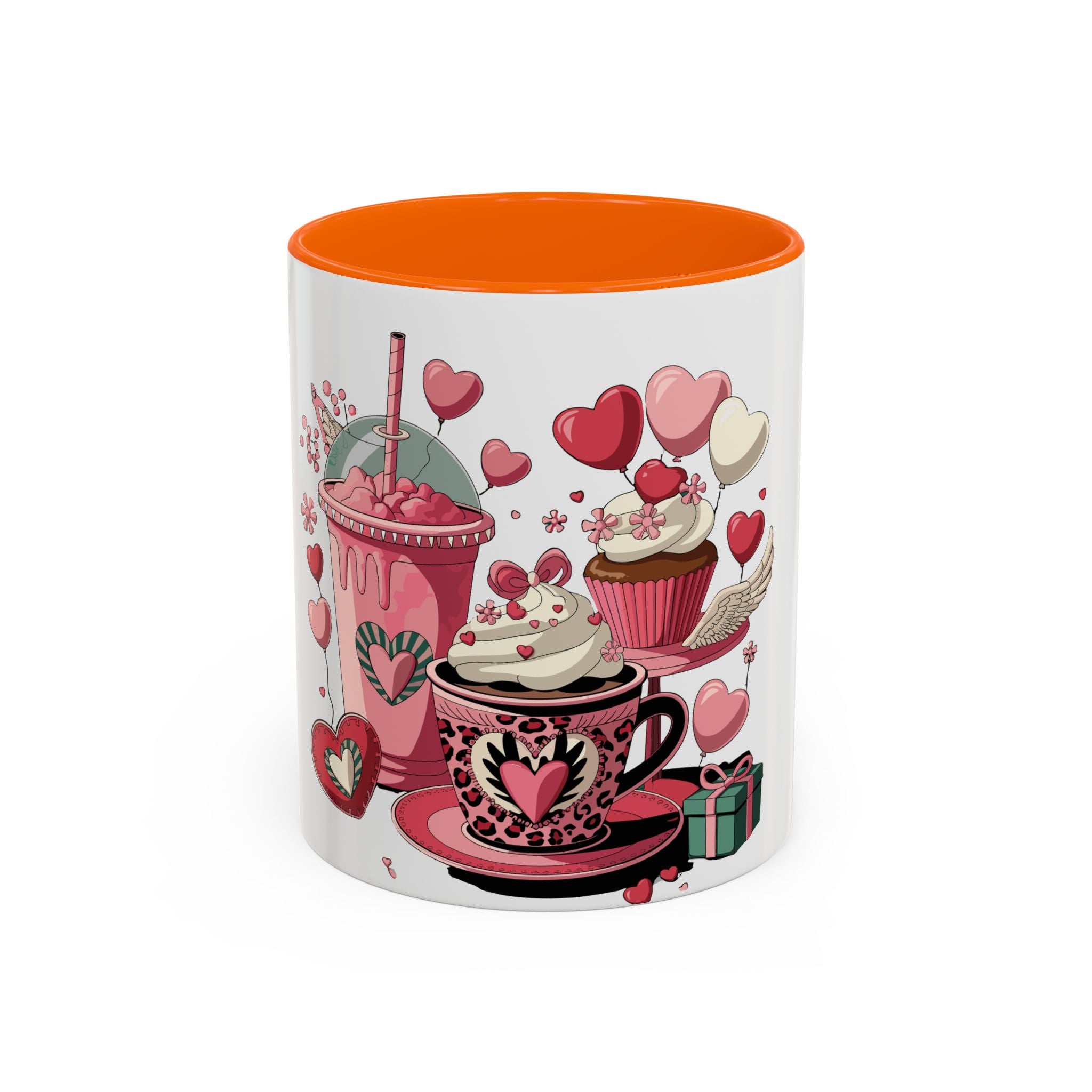 Valentine Dessert Love Accent Coffee Mug — Heart Cupcakes & Sweets 11/15oz