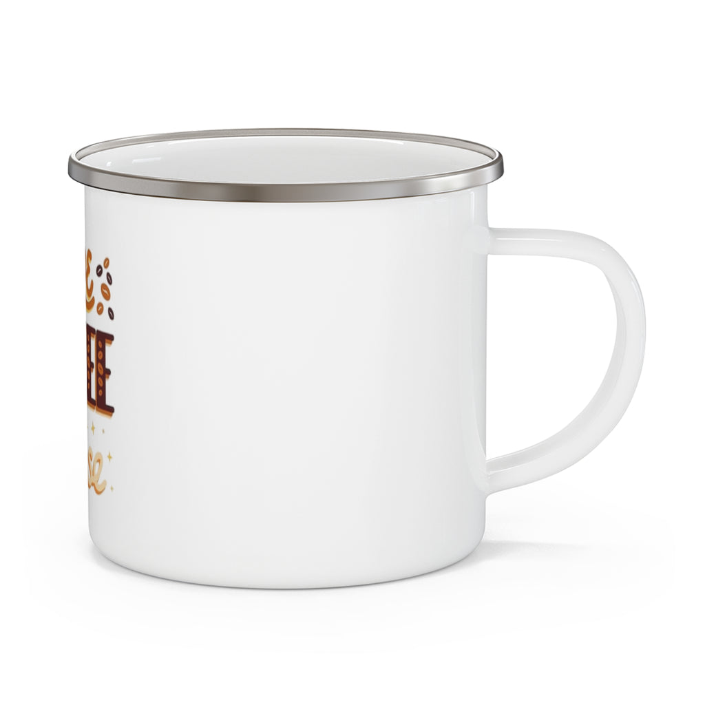 Enamel Camping Mug — 'More Coffee Please' Rustic Camper Coffee Cup