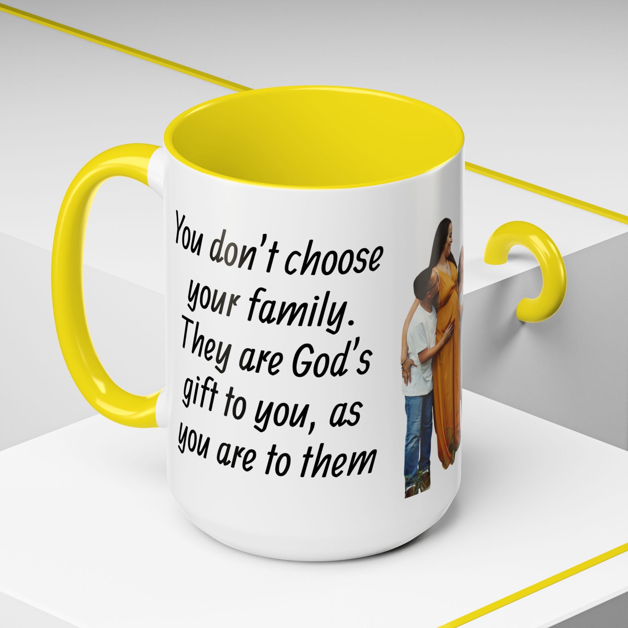 Personalized Family Photo Accent Coffee Mug — Custom 11/15oz Gift
