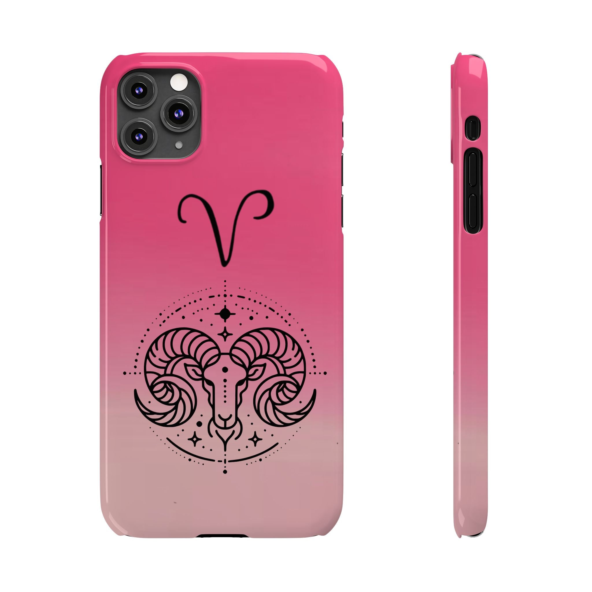 Aries Zodiac Slim Phone Case - Pink Gradient Ram Horoscope Design
