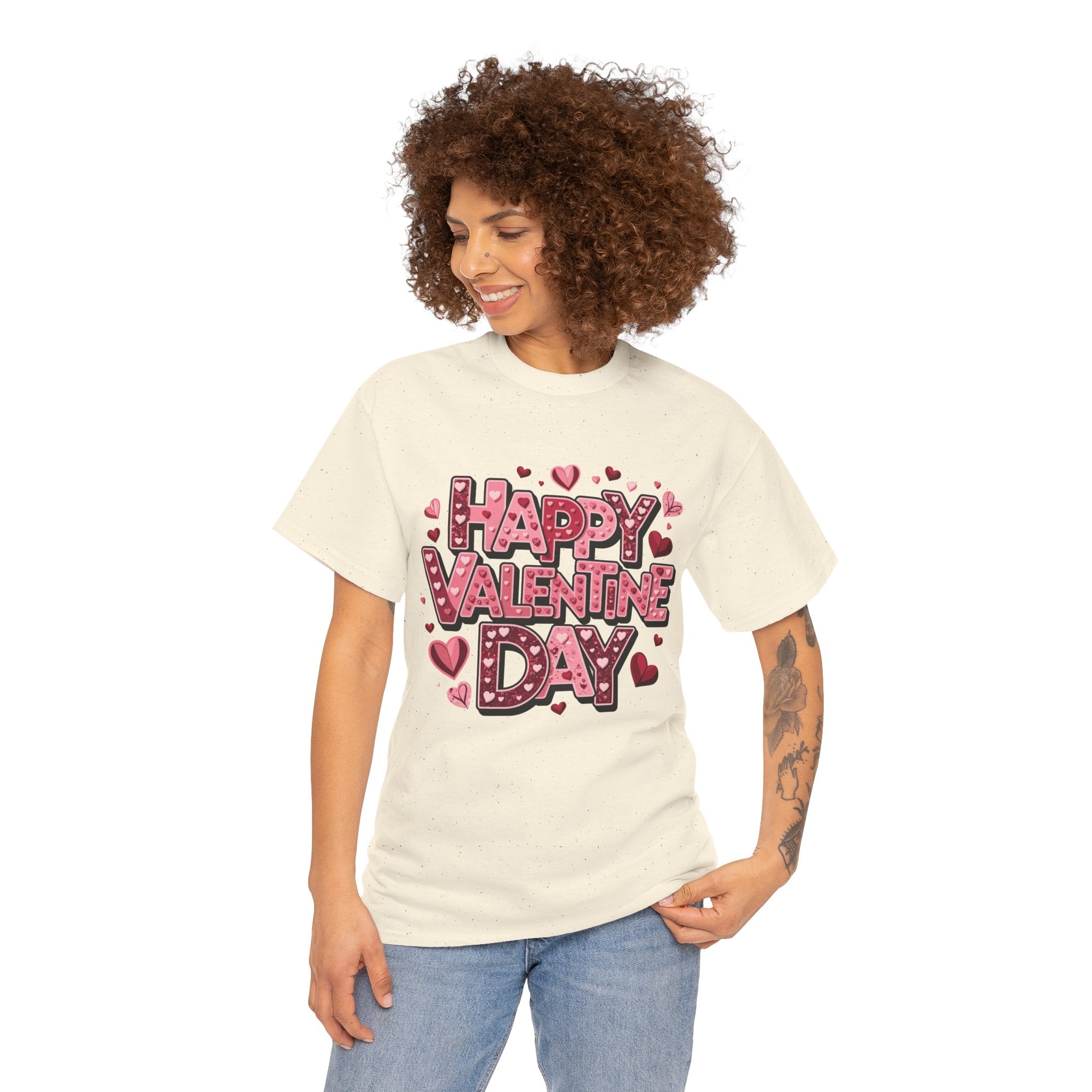 Valentine's Day Tee — 'Happy Valentine Day' Heart Graphic Shirt