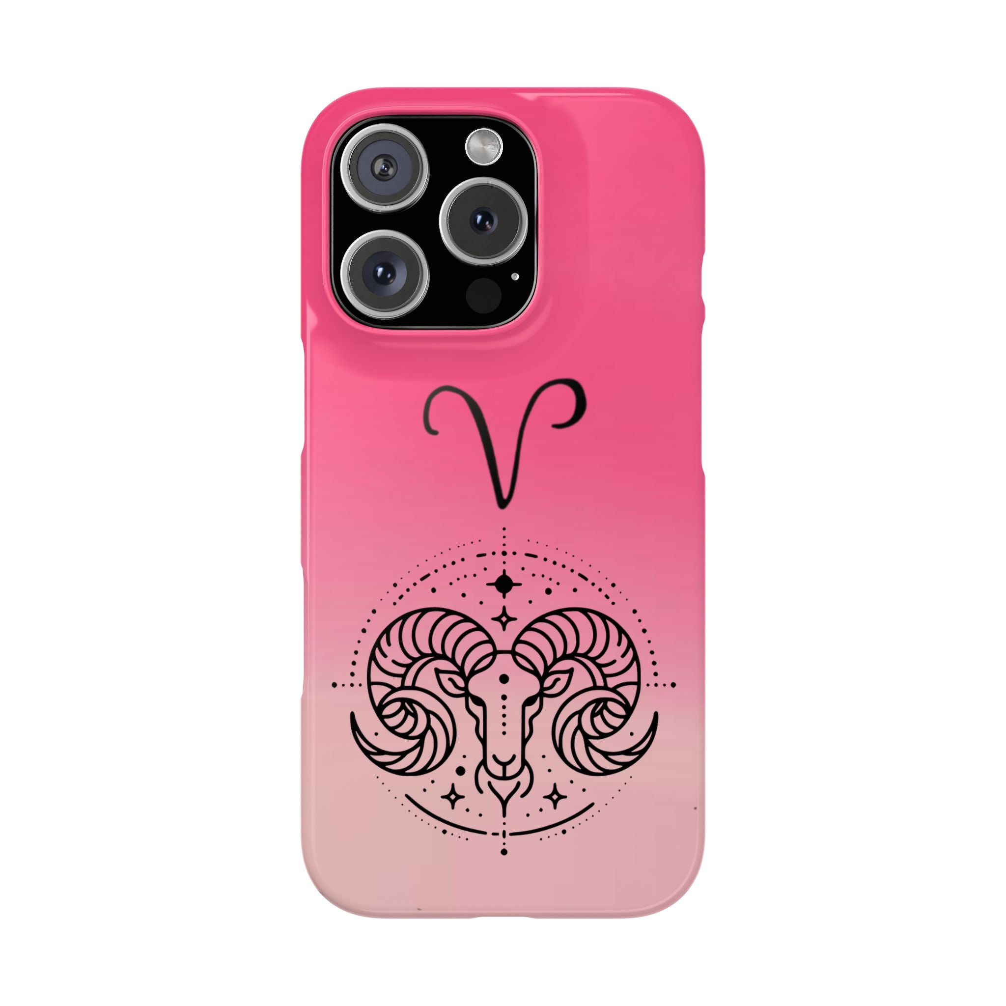 Aries Zodiac Slim Phone Case - Pink Gradient Ram Horoscope Design