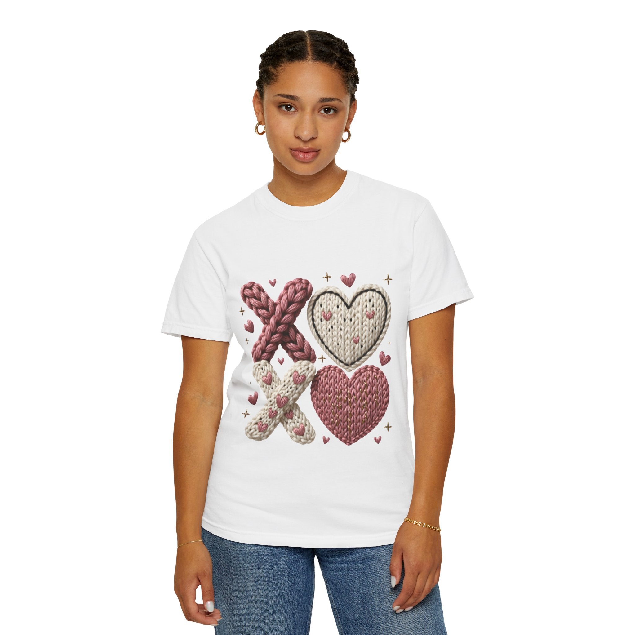 Knit XOXO Hearts T-Shirt — Cozy Valentine’s Day Love Tee