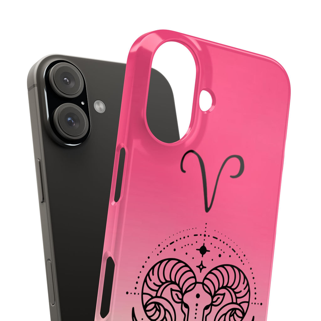 Aries Zodiac Slim Phone Case - Pink Gradient Ram Horoscope Design