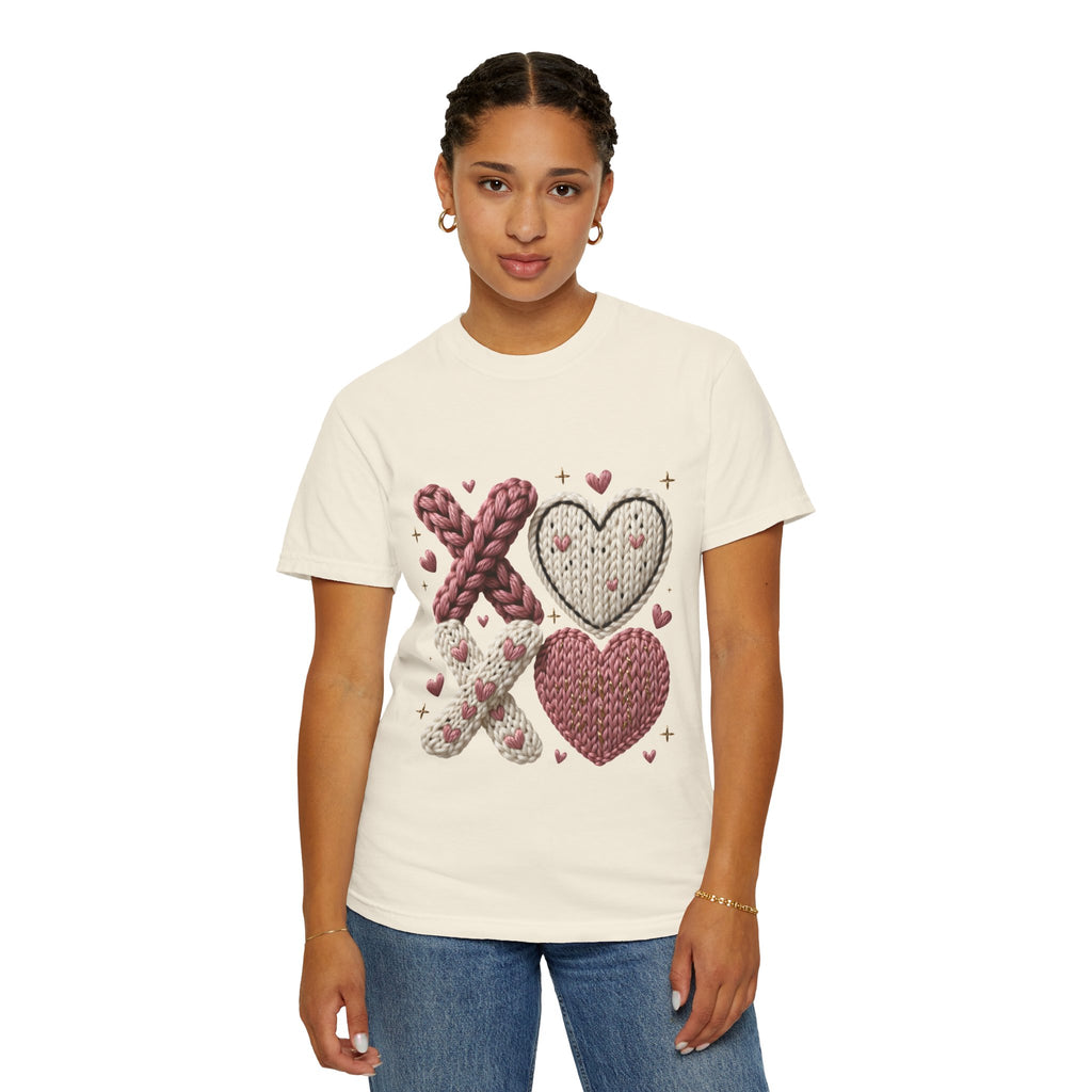 Knit XOXO Hearts T-Shirt — Cozy Valentine’s Day Love Tee