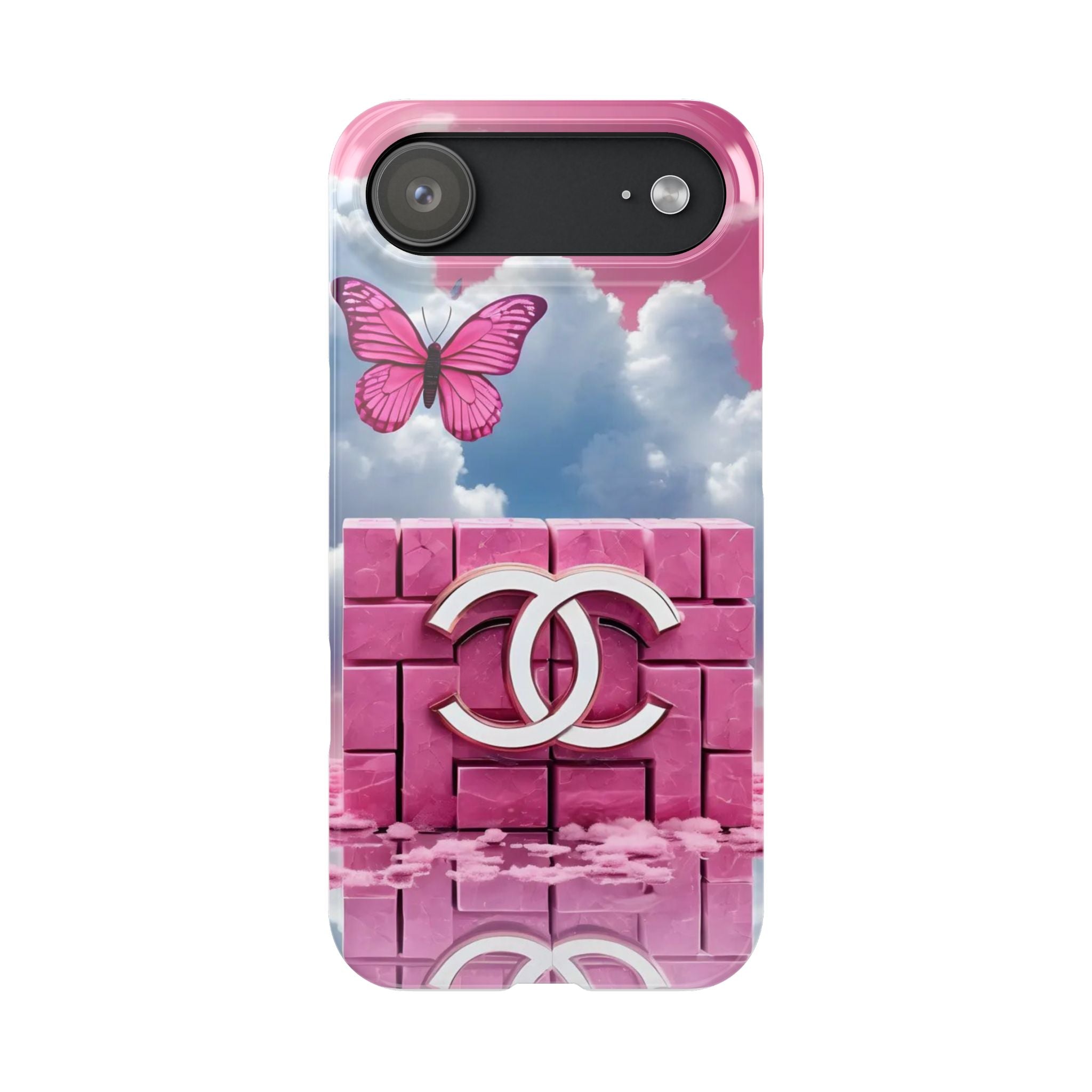 Pink Butterfly Luxe Slim Phone Case — Cloud Sky & Logo Design